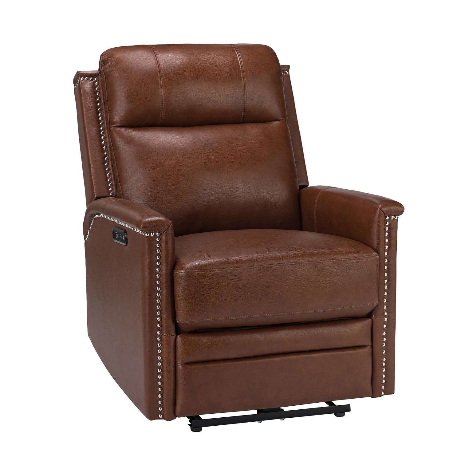 Heinrich Genuine Leather Power Recliner in Brown