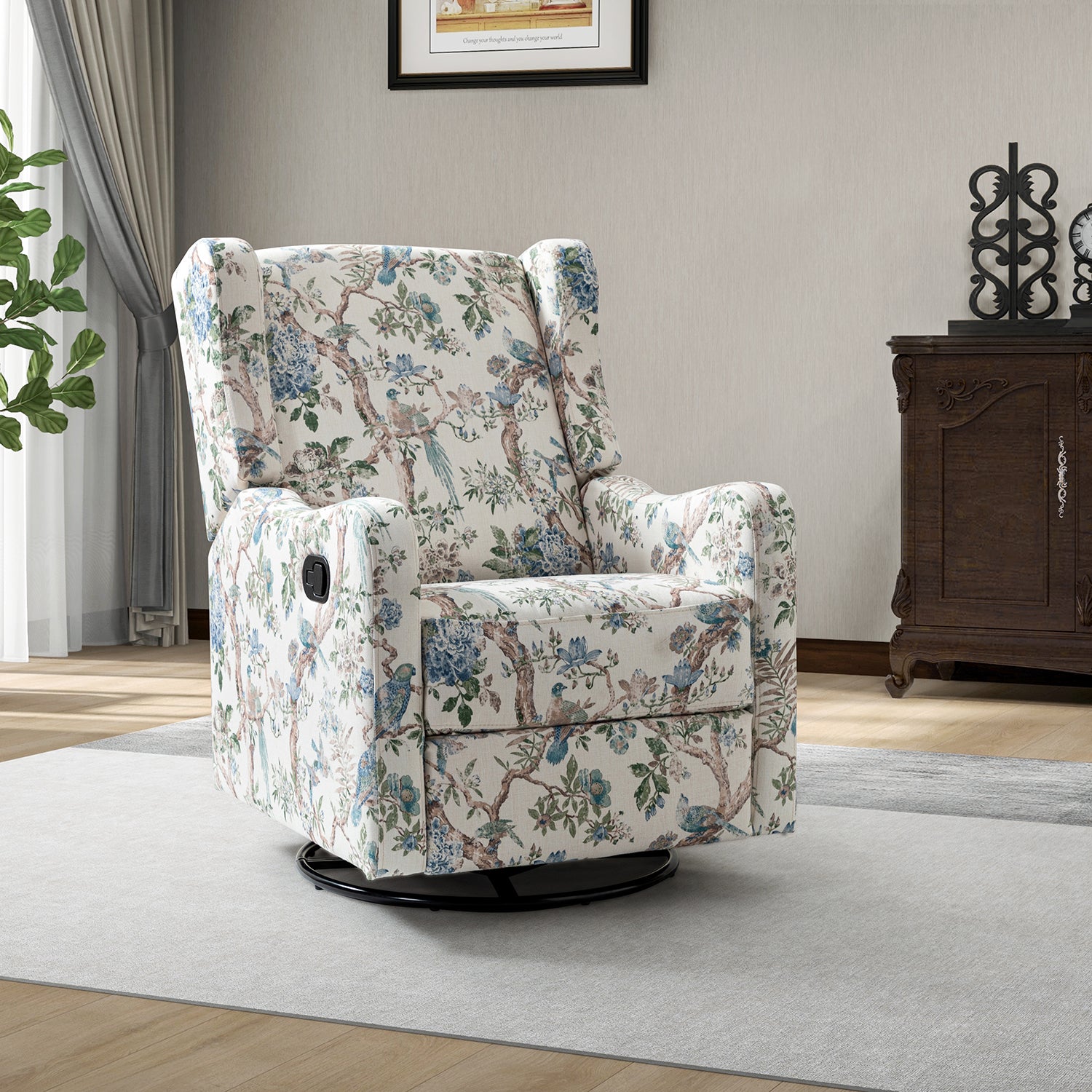 George Manual Swivel Glider Recliner in Floral