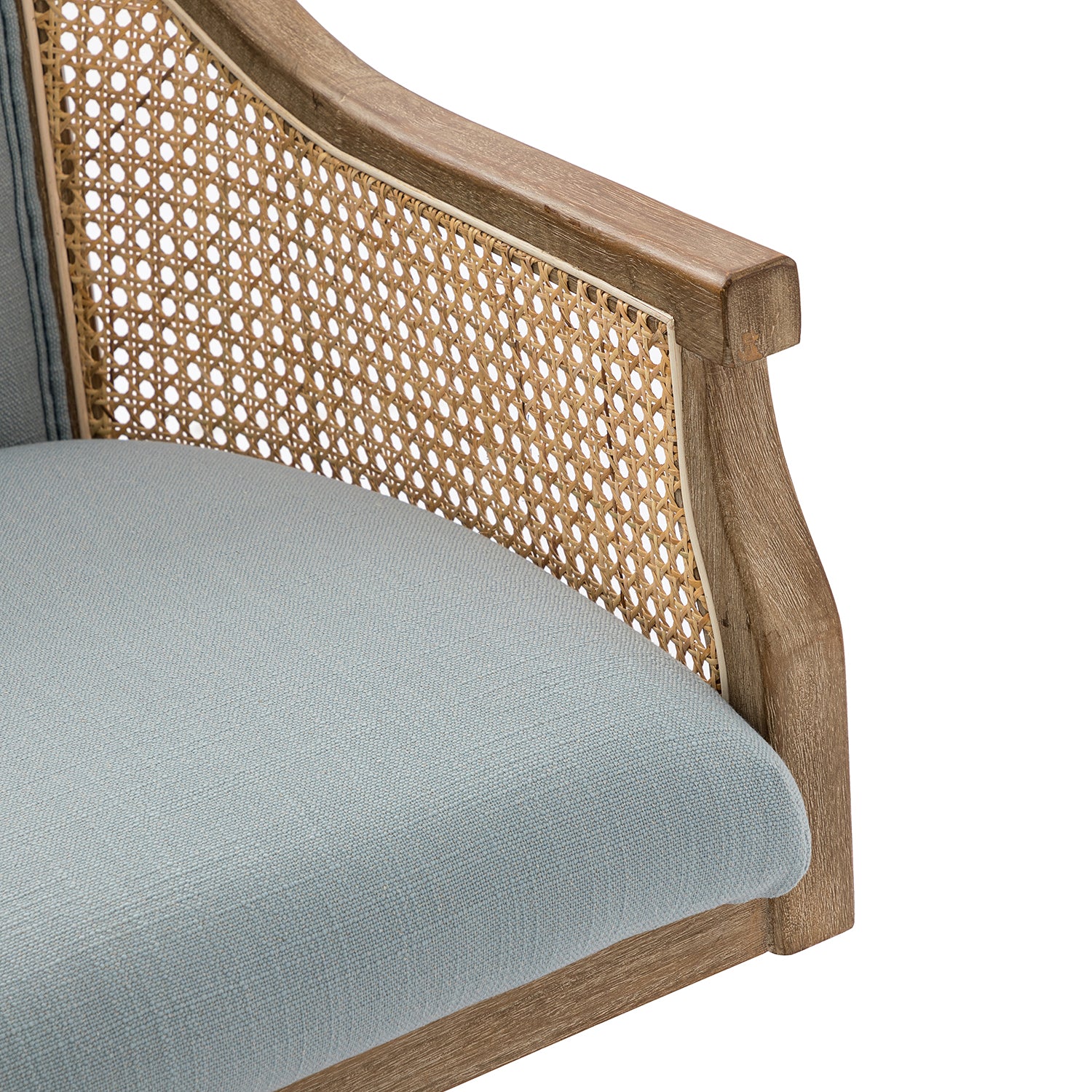Xaver Task Chair with Rattan Arms in Blue
