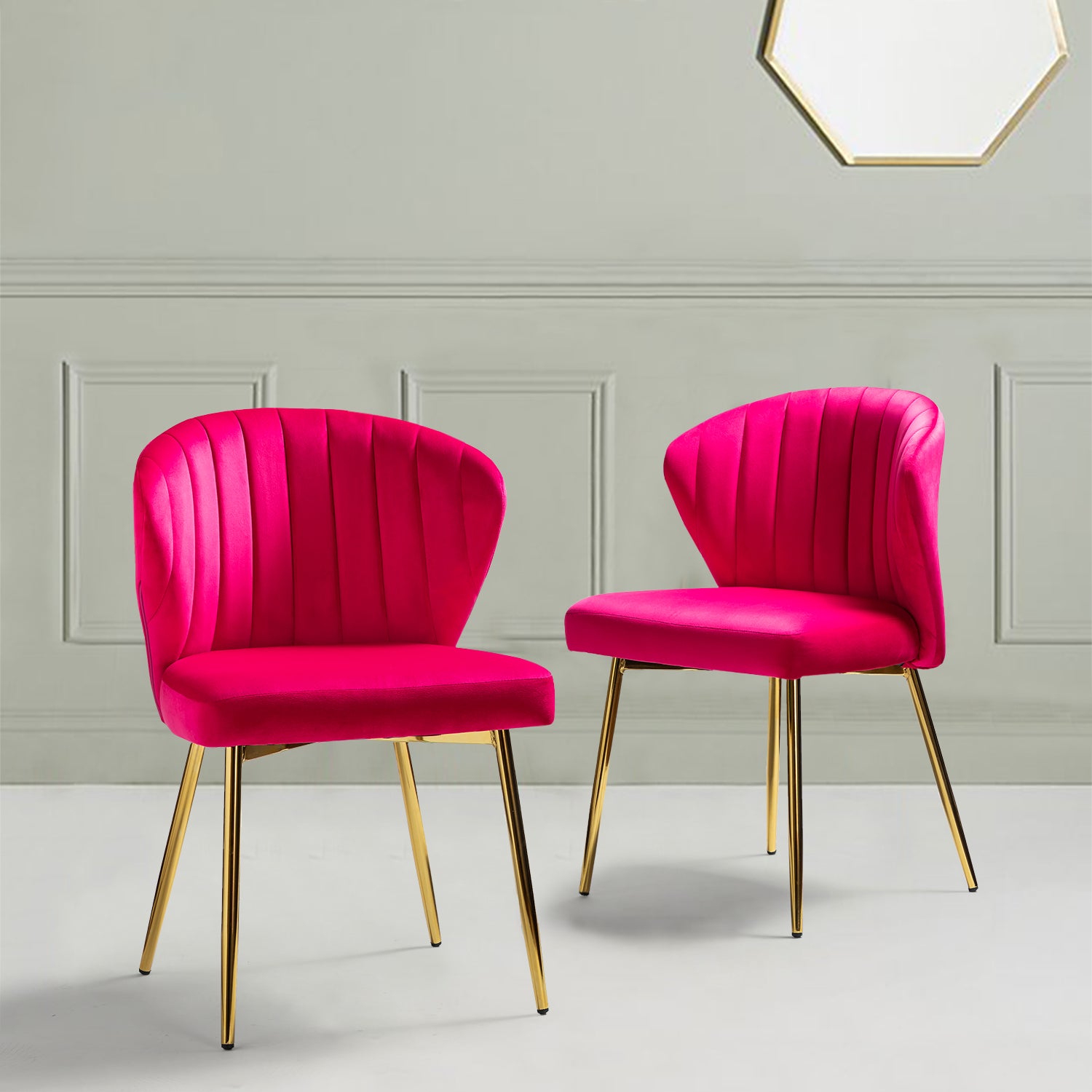 Milia Dining Chair Set of 2 in Fuchsia