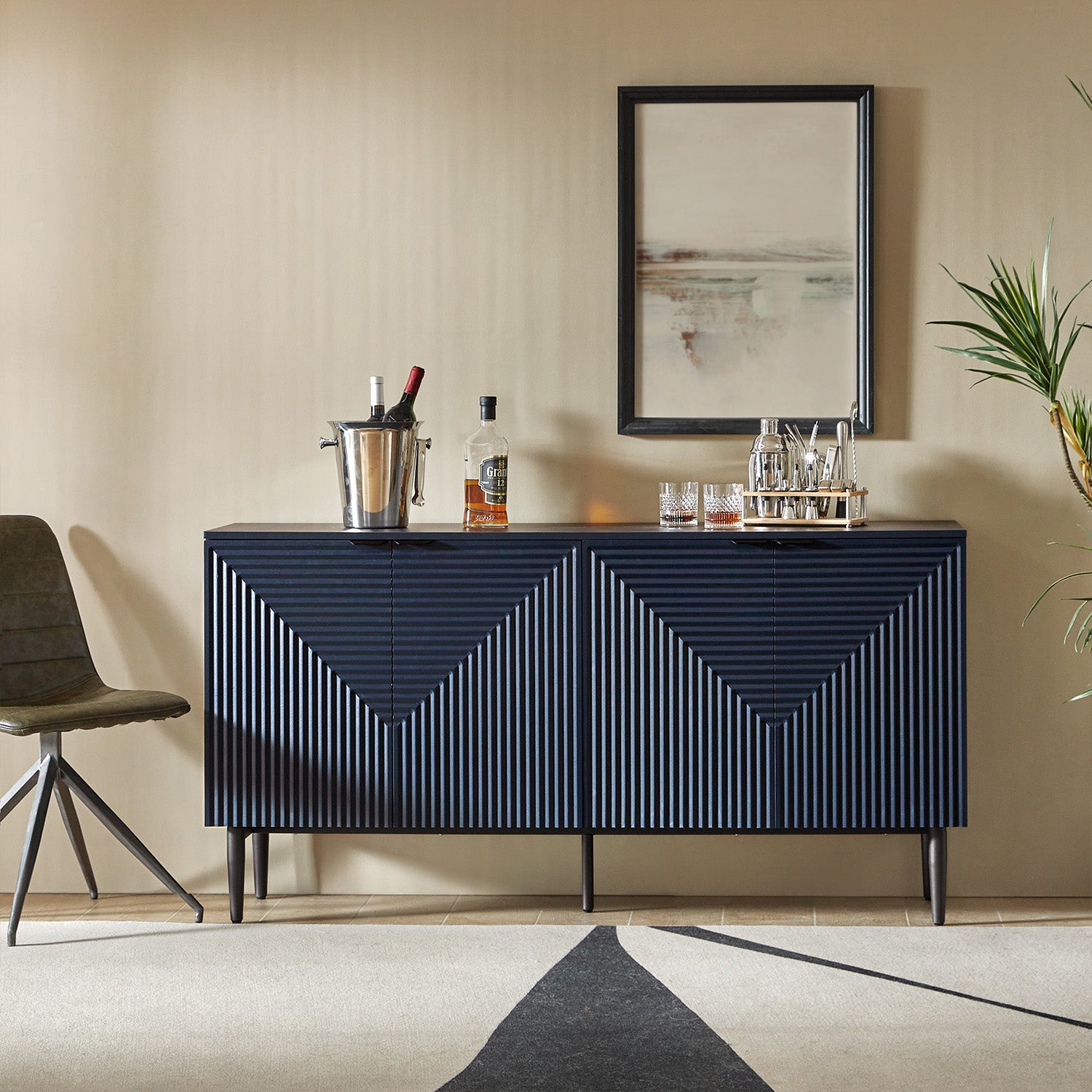 Burkart 4 Door Sideboard in Navy