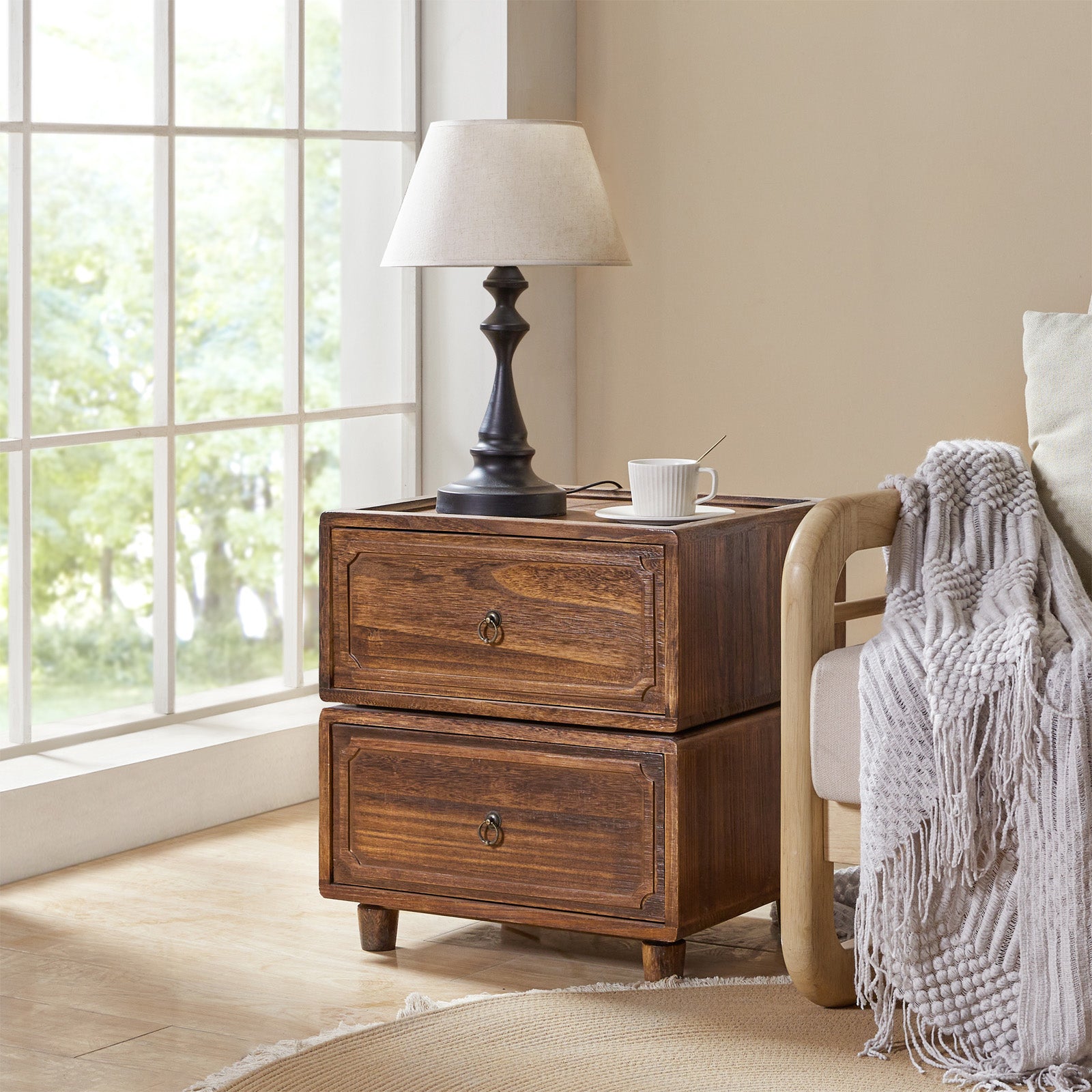 Nicole 2-Drawer Nightstand in Walnut