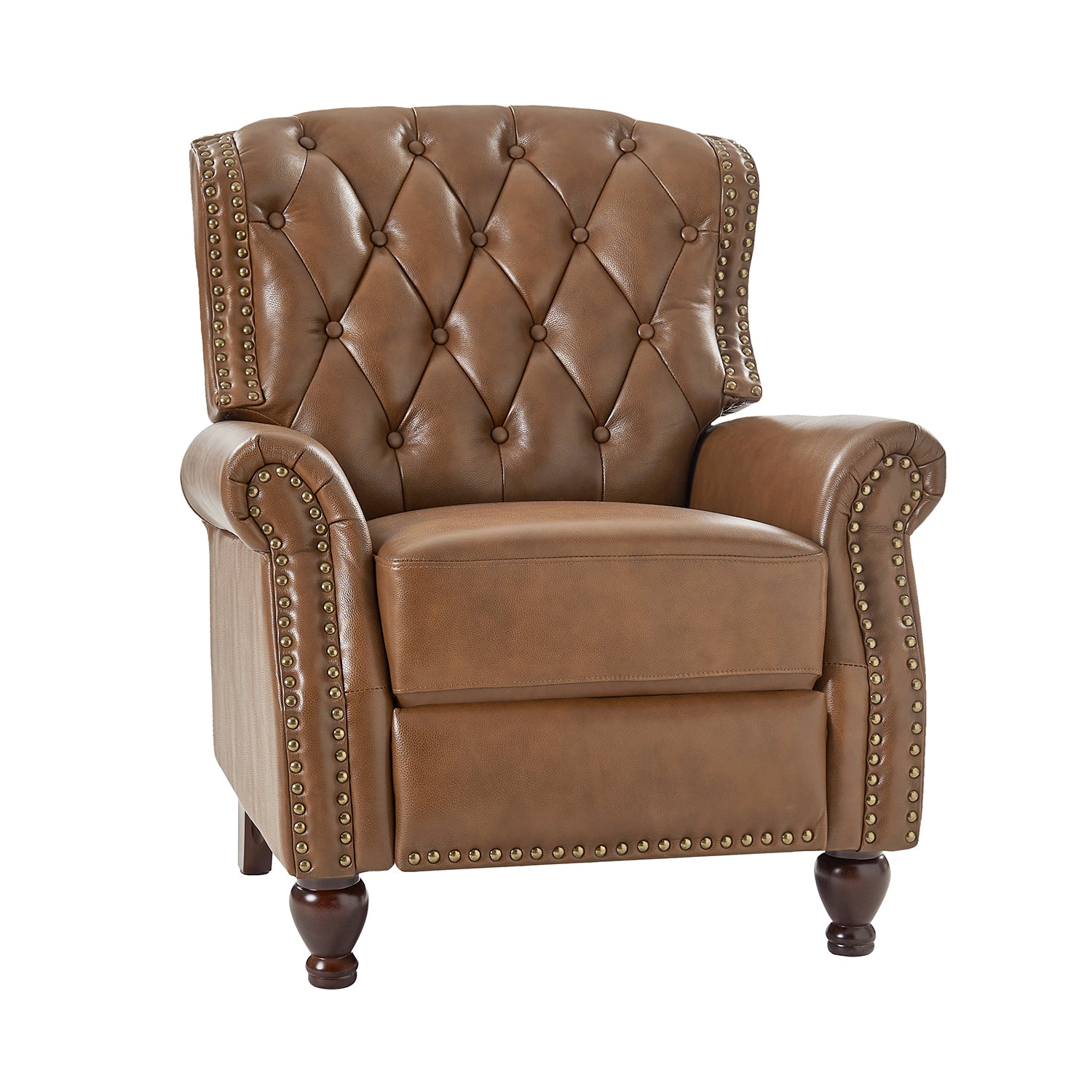 Abraham Genuine Leather Recliner in Camel