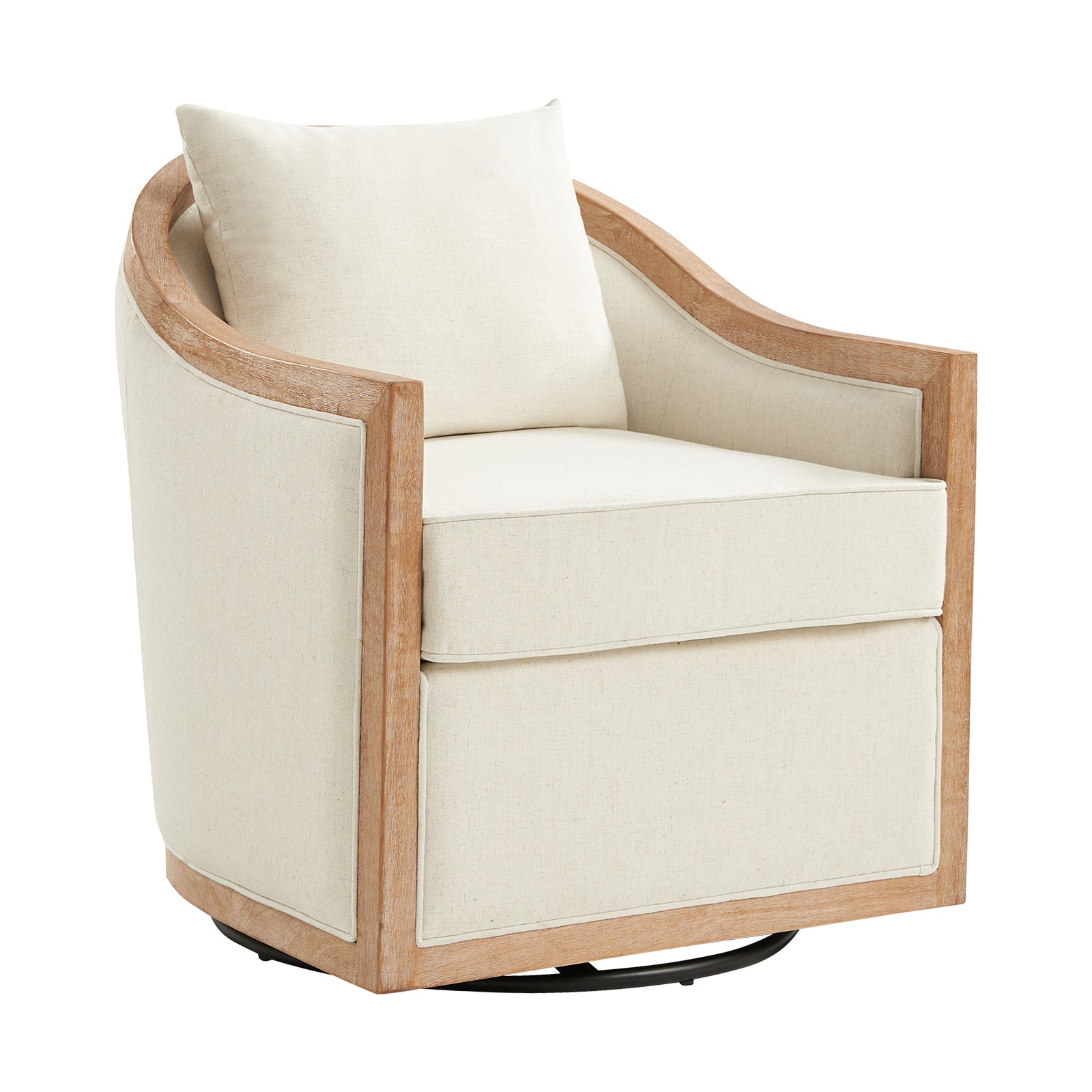 Paul Jess Farmhouse Solid Wood Swivel Chair in Ivory