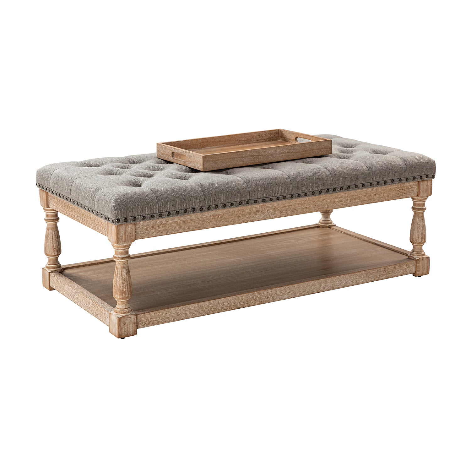 Jordan Upholstered Storage Ottoman in Grey