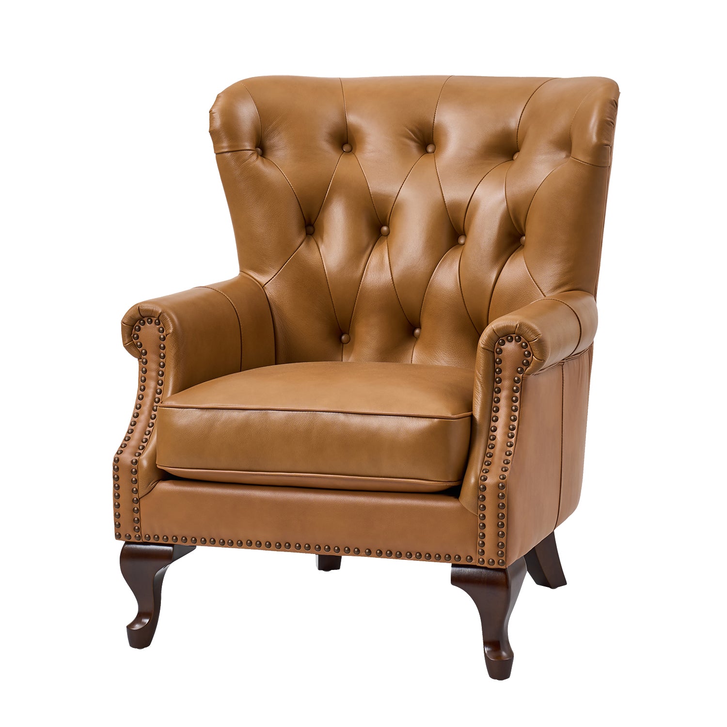 Anthony Genuine Leather Armchair in Camel