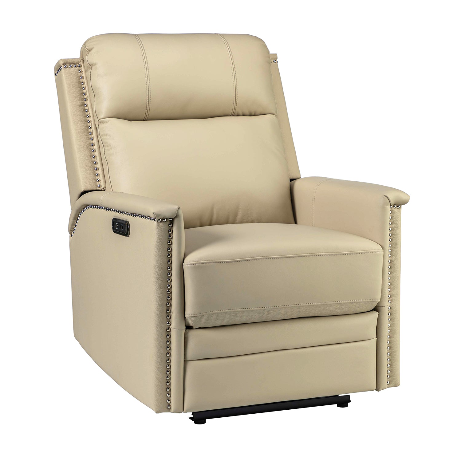 Heinrich Genuine Leather Power Recliner in Beige