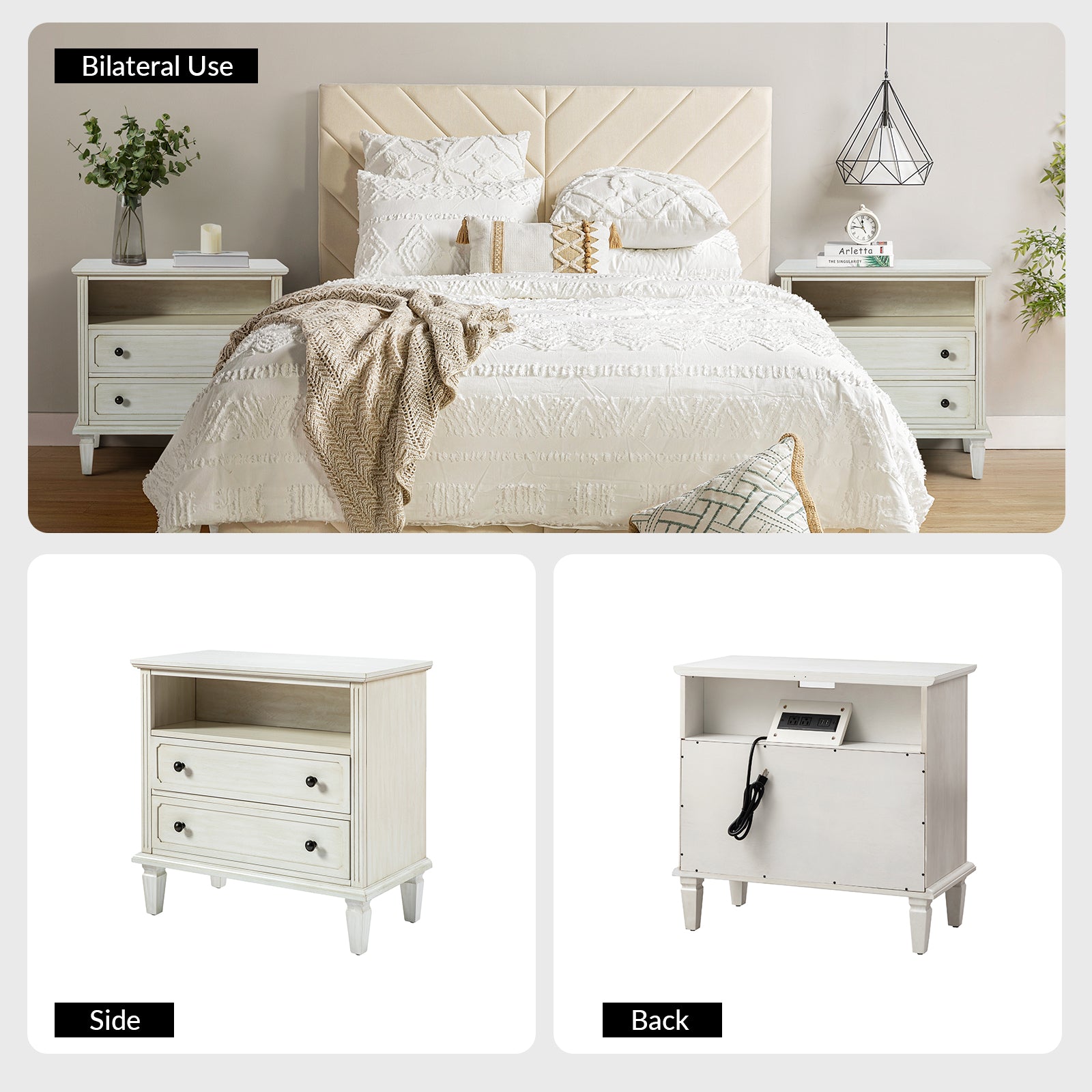 Davide Nightstand in White