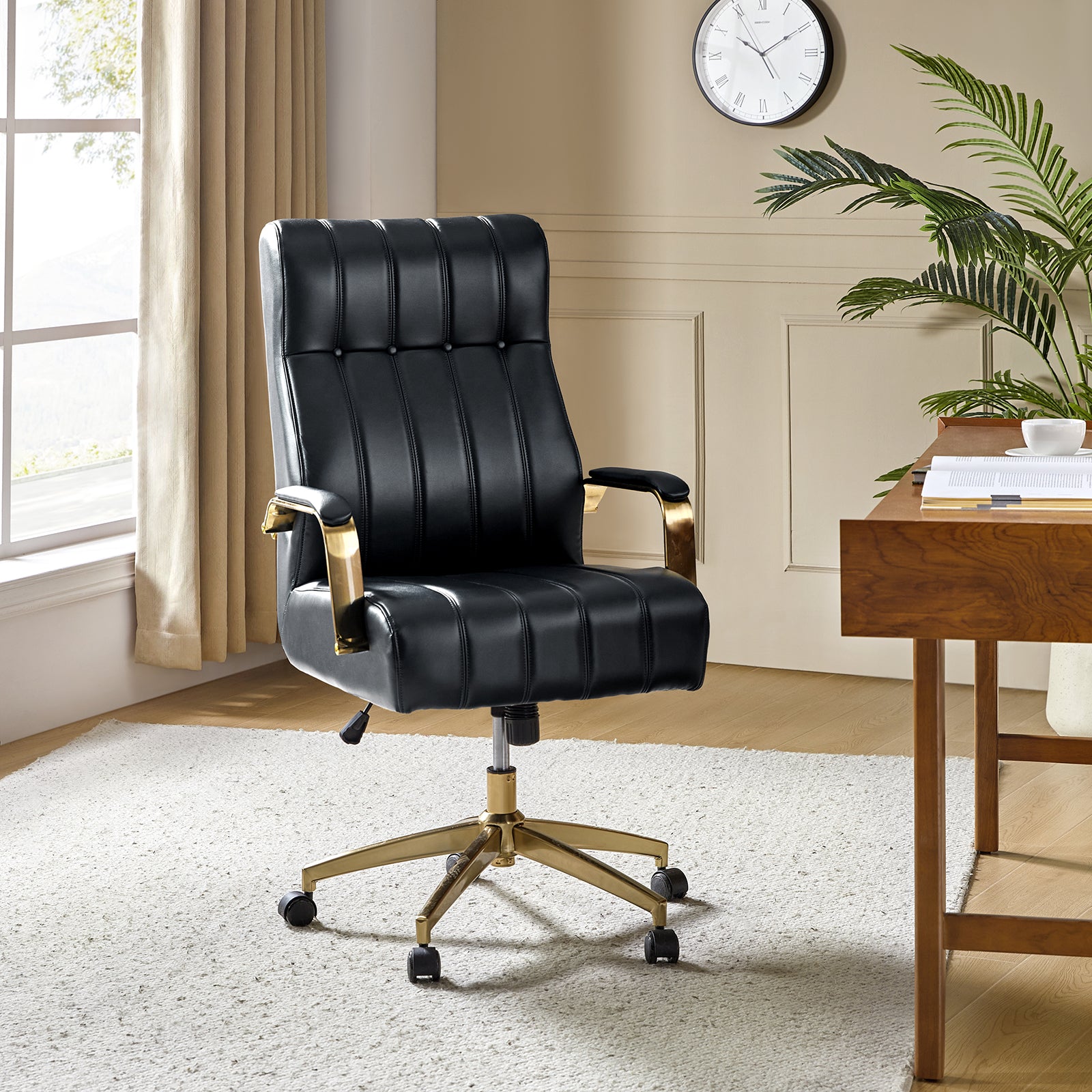 Conan Leather Ergonomic Executive Office Chair in Navy