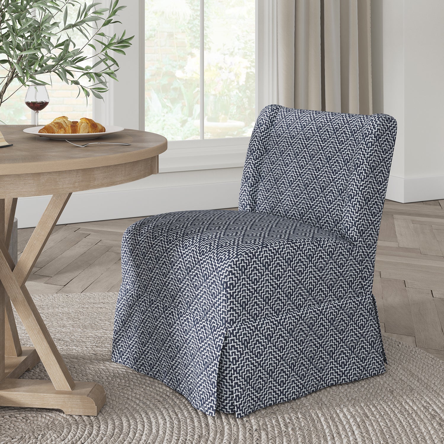 Edwin Slipcovered Chair in Geometric