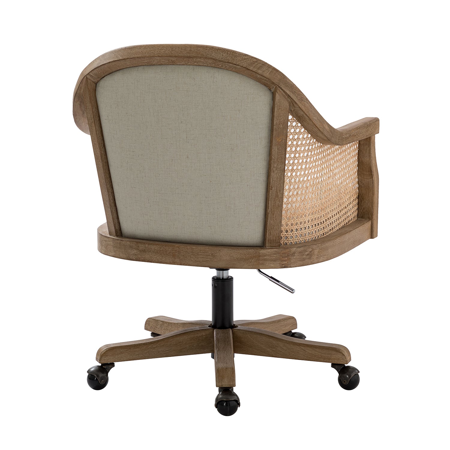 Xaver Task Chair with Rattan Arms in Linen