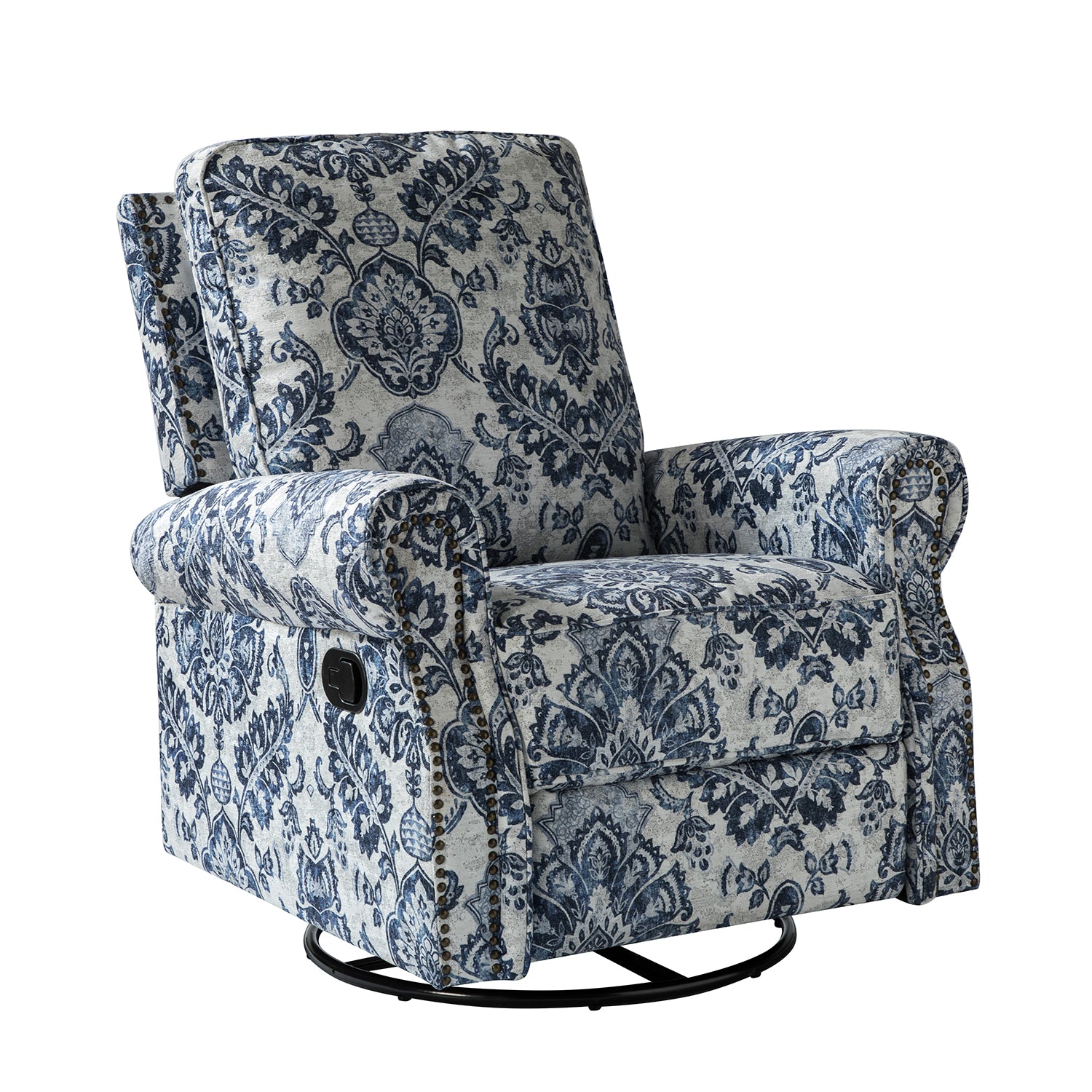 Kaspar Manual Swivel Glider Recliner in Damask