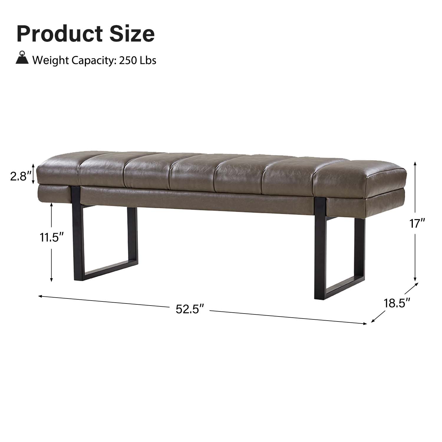 Laurg Upholstered Bench in Grey