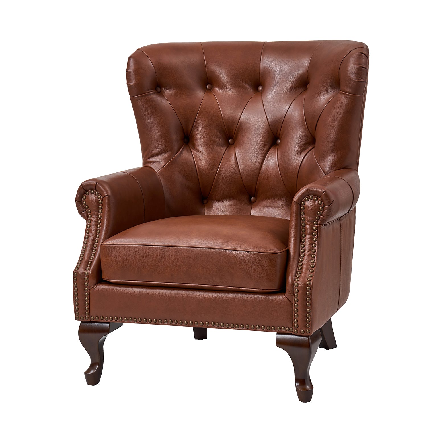 Anthony Genuine Leather Armchair in Brown