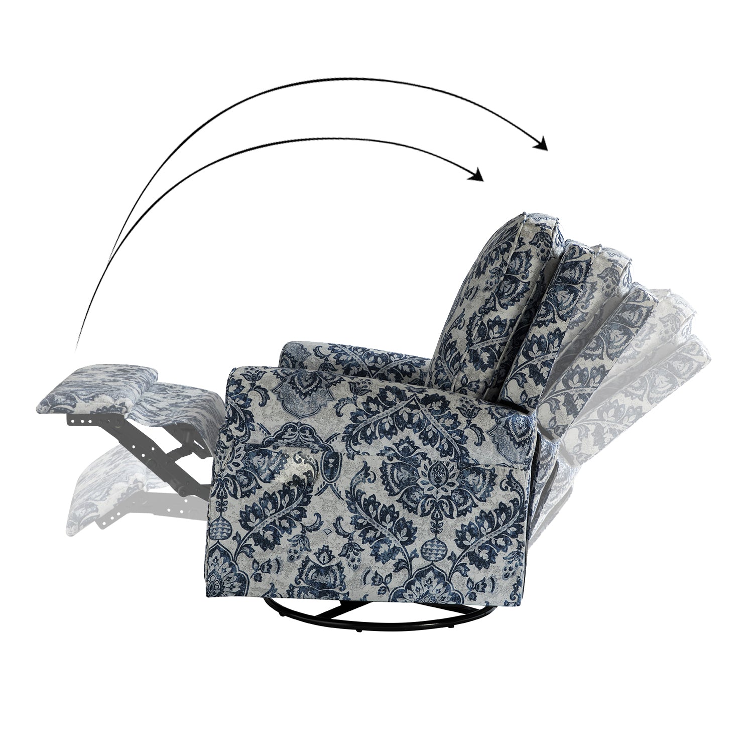Kaspar Manual Swivel Glider Recliner in Damask