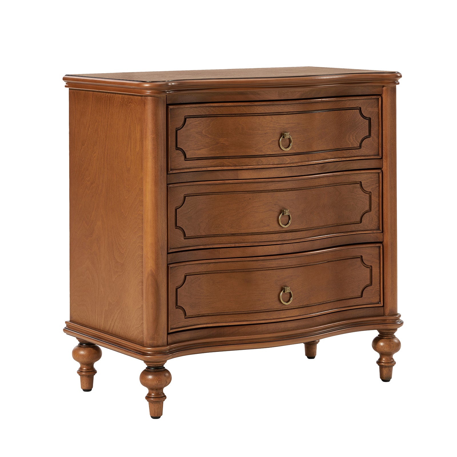 Alois 3-Drawer Nightstand in Walnut