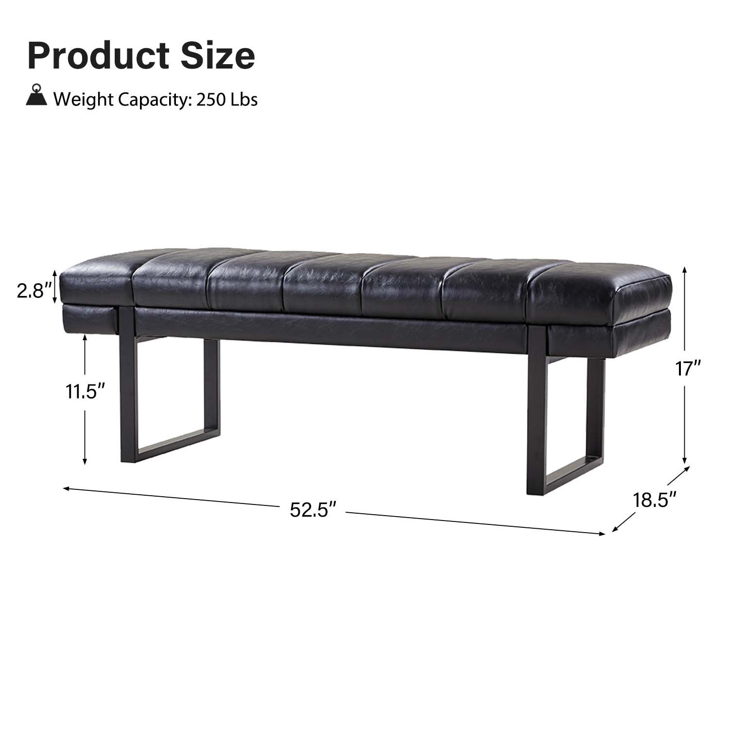 Laurg Upholstered Bench in Black