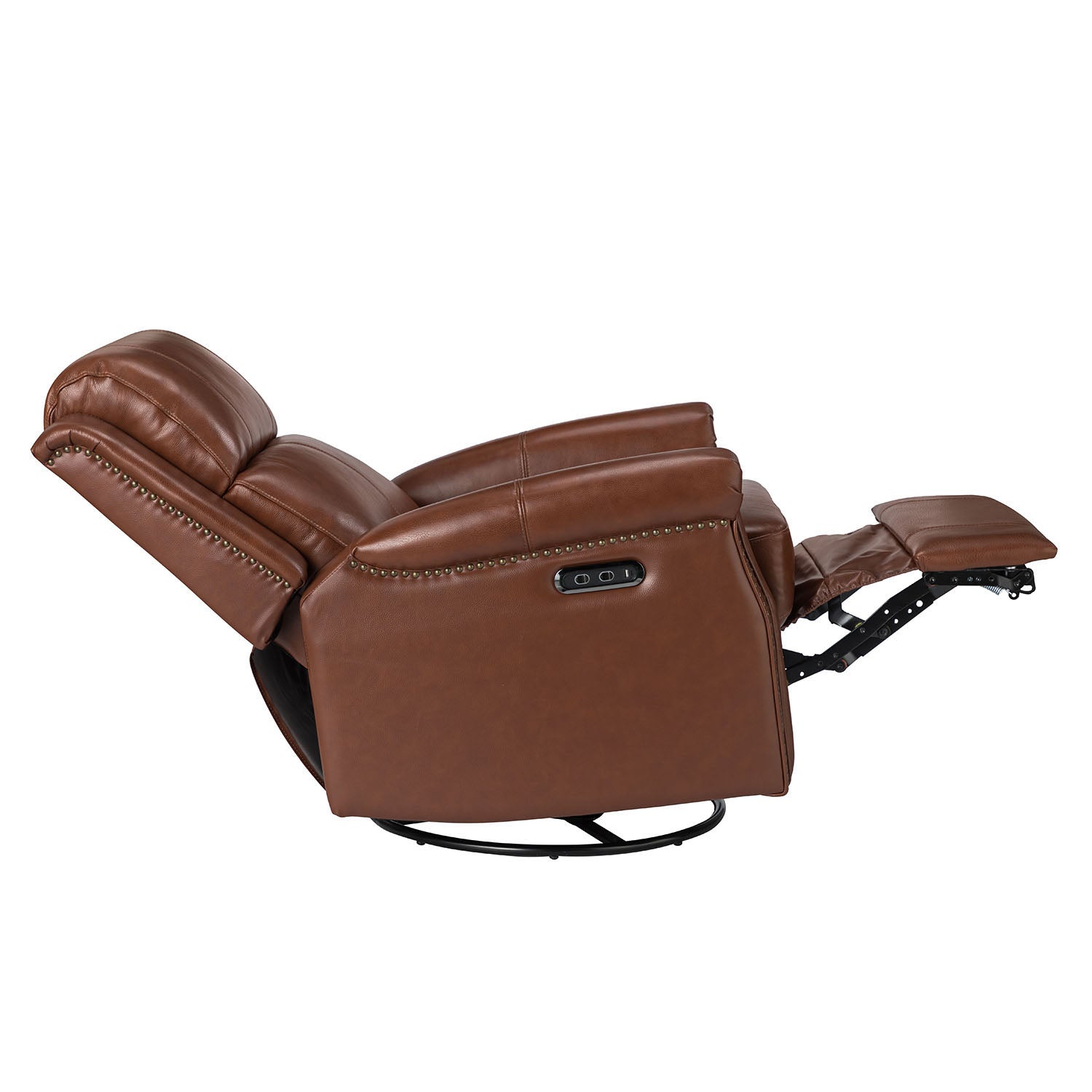 Kaietan Genuine Leather Power Rocking Recliner in Brown