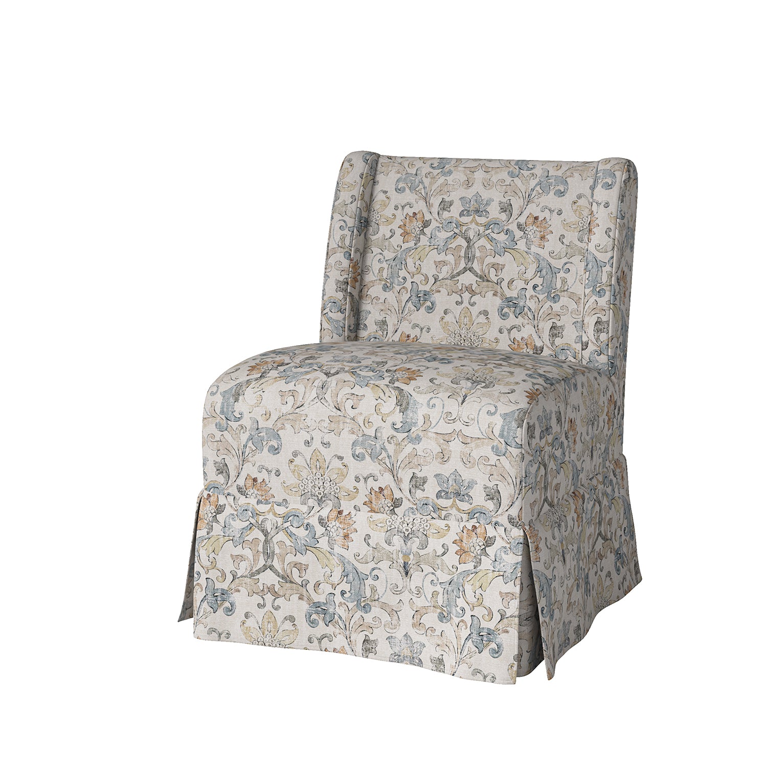 Edwin Slipcovered Chair in Damask
