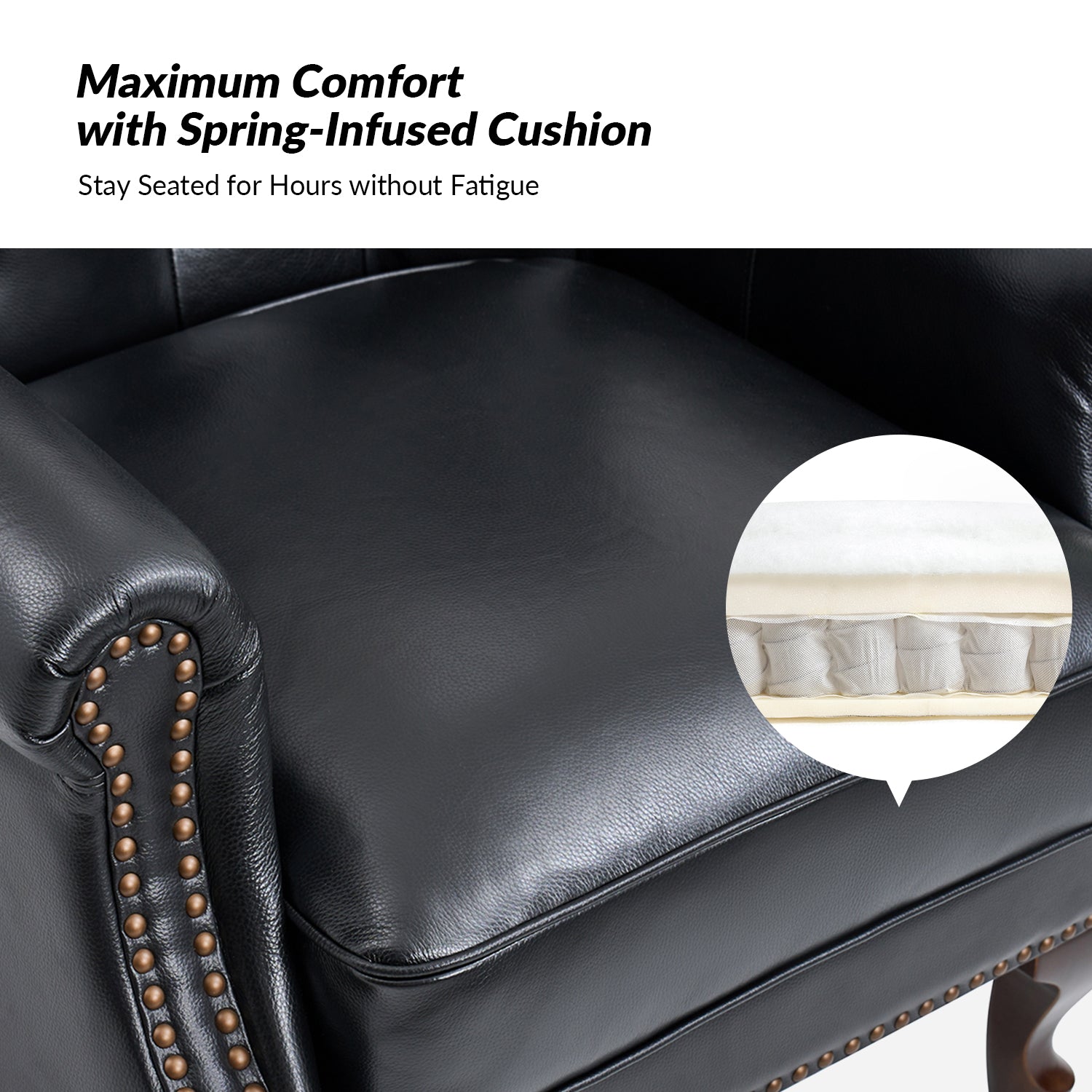 Anthony Genuine Leather Armchair in Black