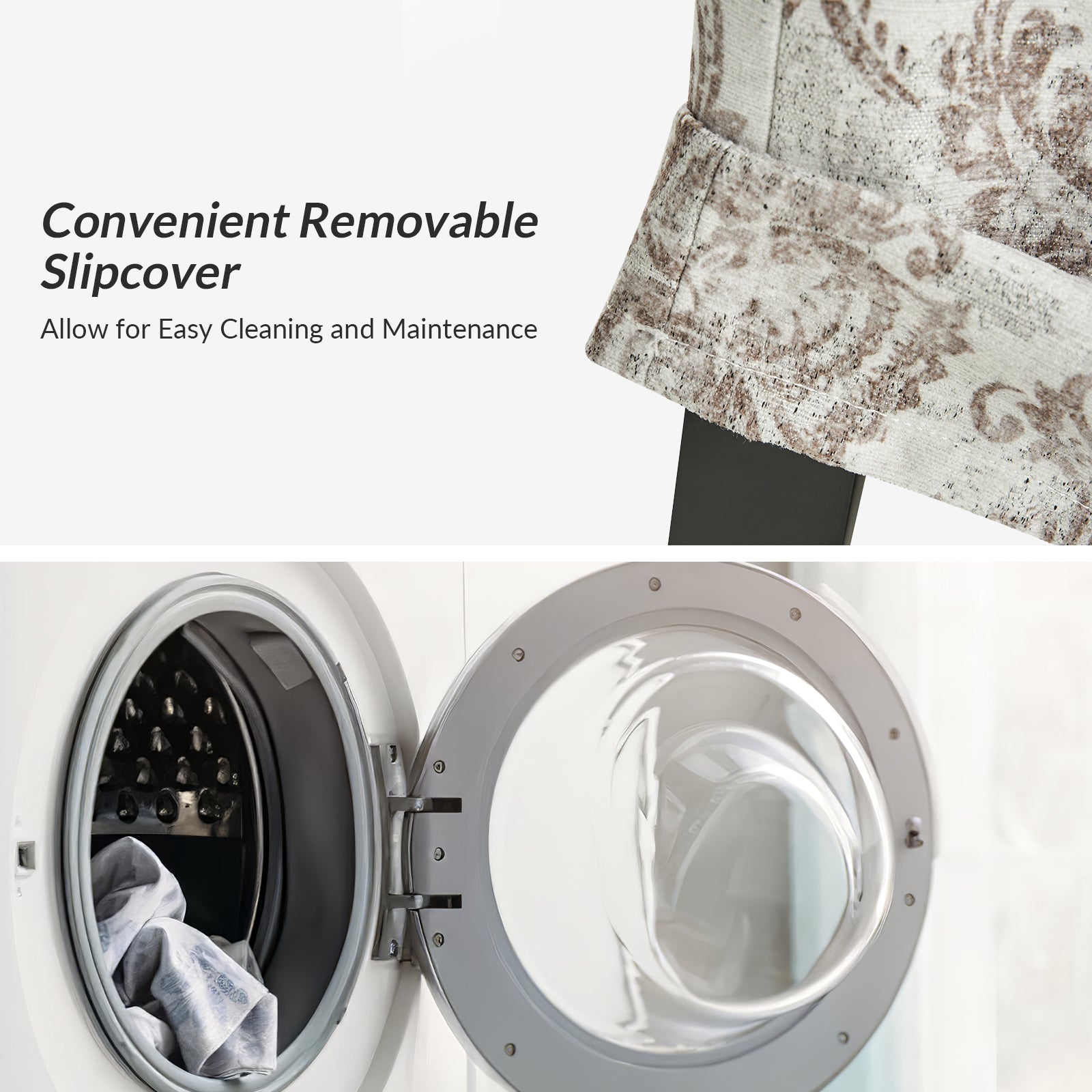 Kanrad Slipcover Dining Chair with Casters in Beige