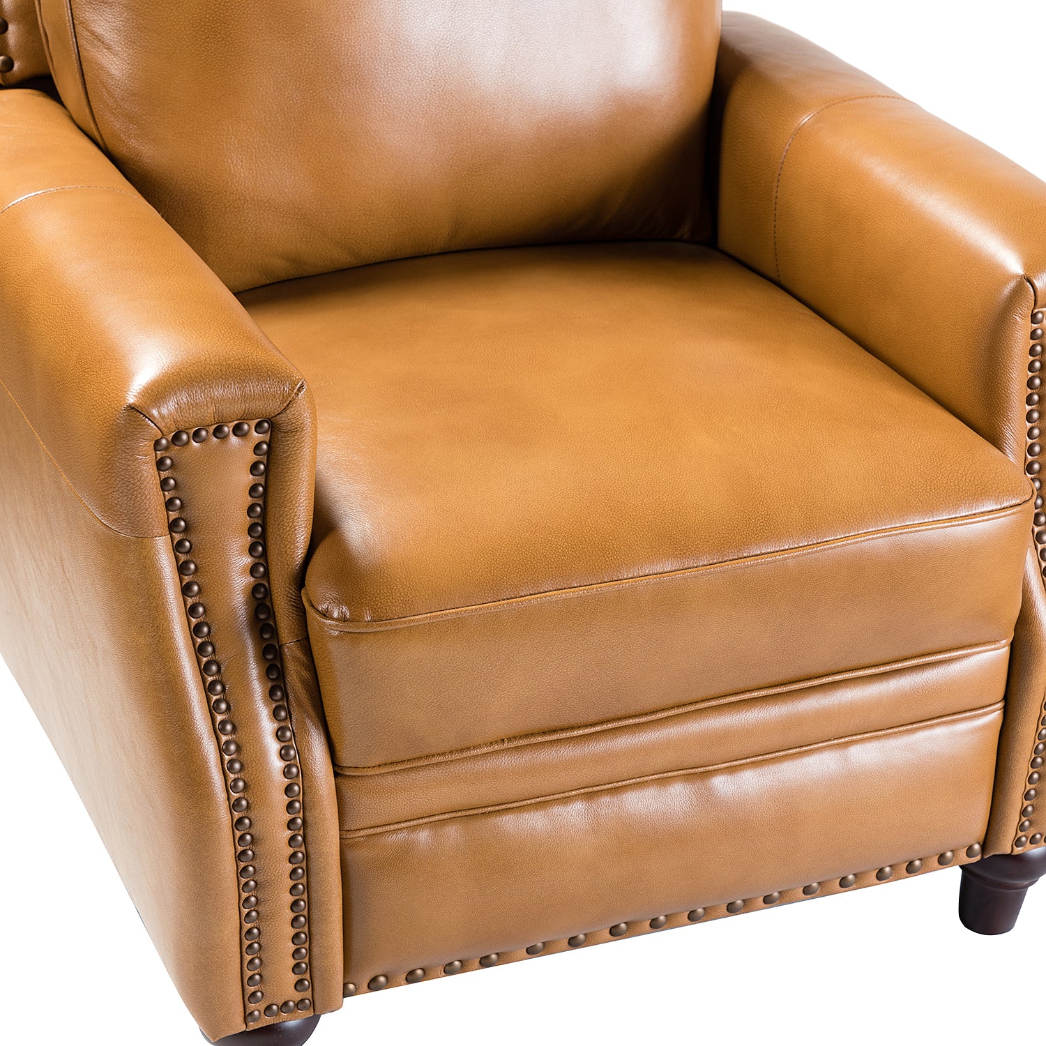 Amil Genuine Leather Recliner in Camel