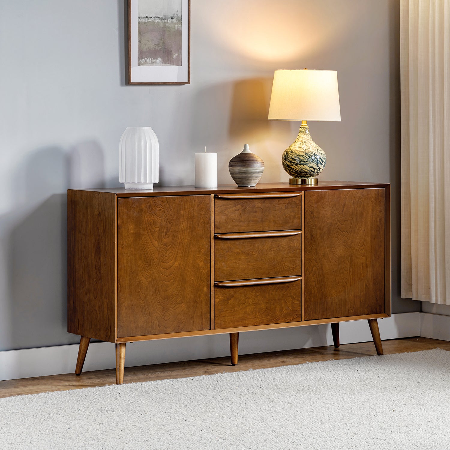 Victor Wide 3 Drawer Sideboard in Acorn
