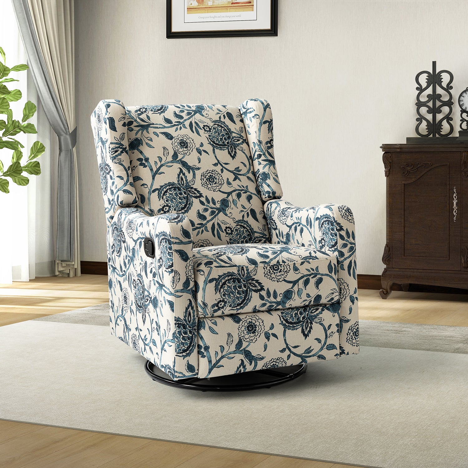 George Manual Swivel Glider Recliner in Blue