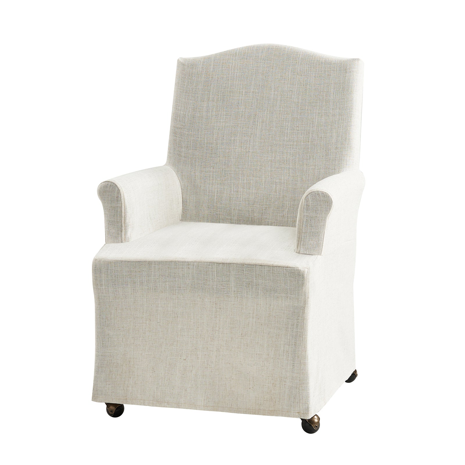Kanrad Slipcover Dining Chair with Casters in Ivory