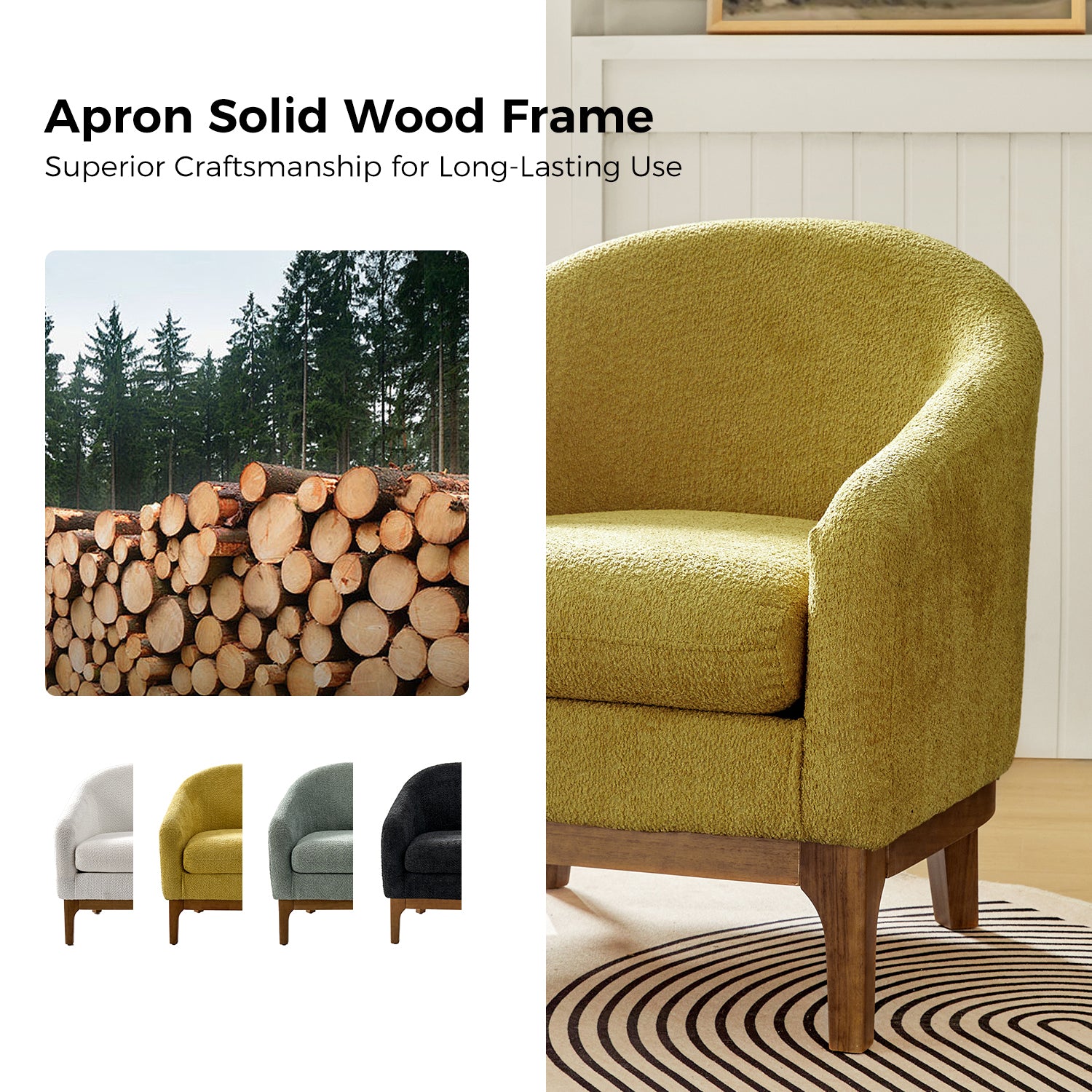 Joseph Boucle Armchair Chair in Yellow