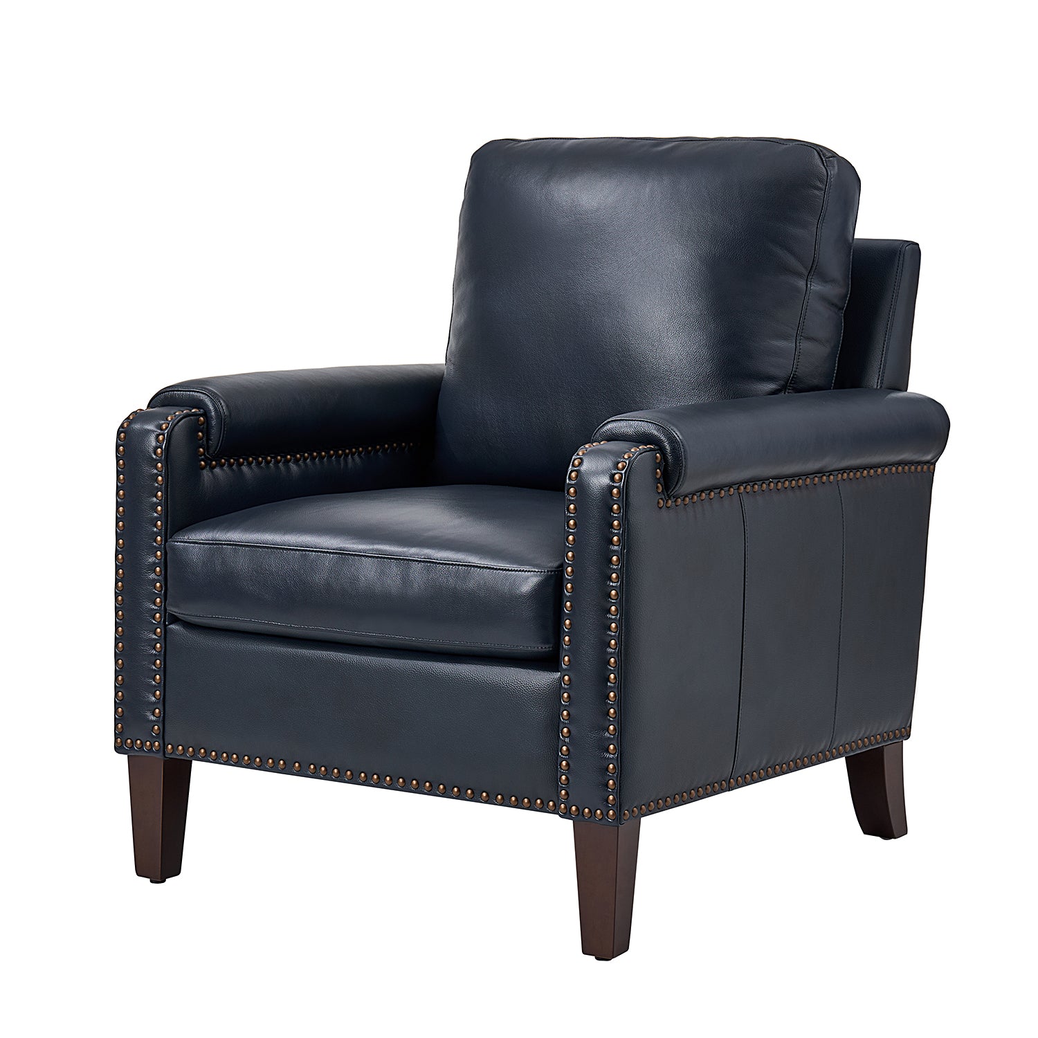 Raimund Genuine Leather Armchair in Navy