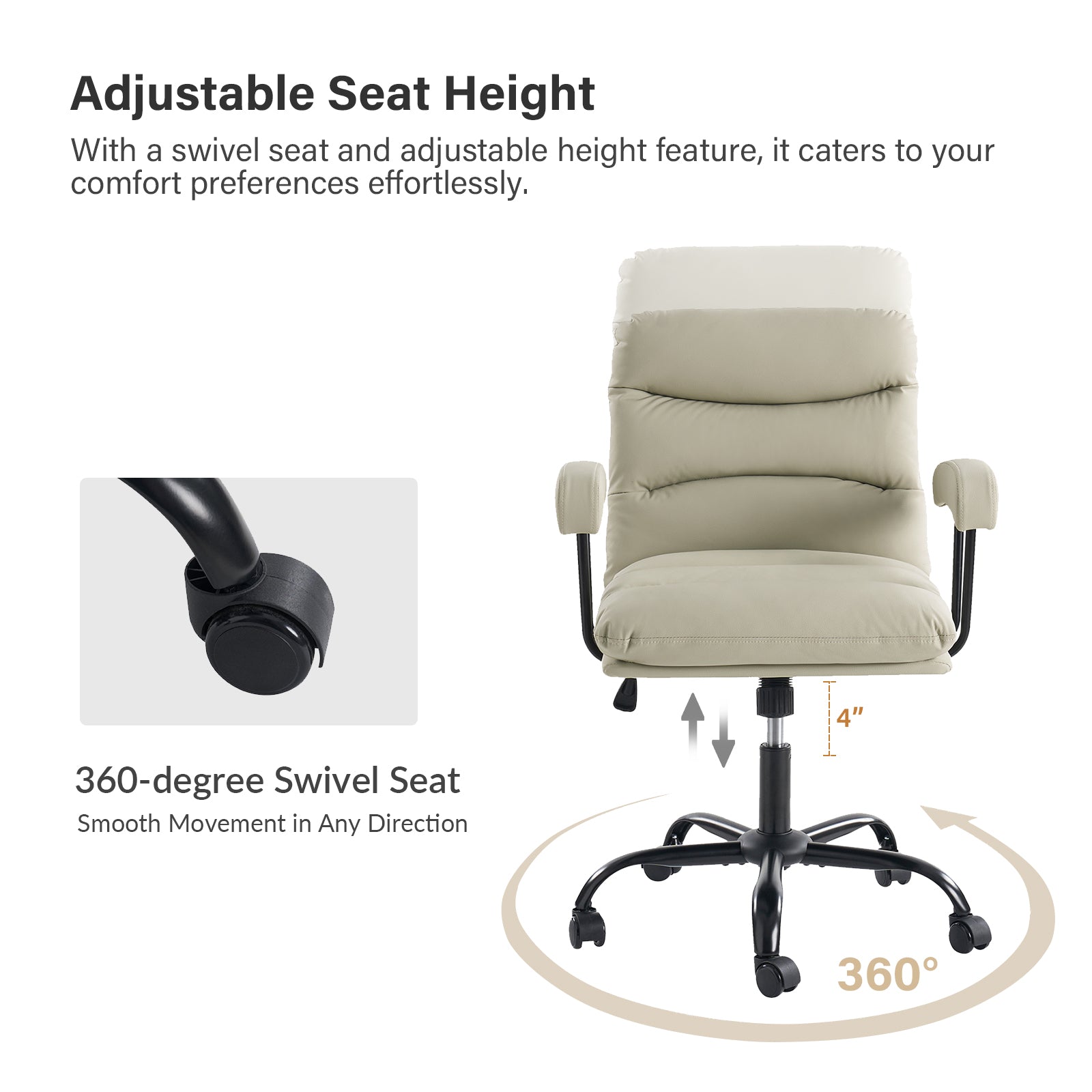 Sal Office Chair in Ivory