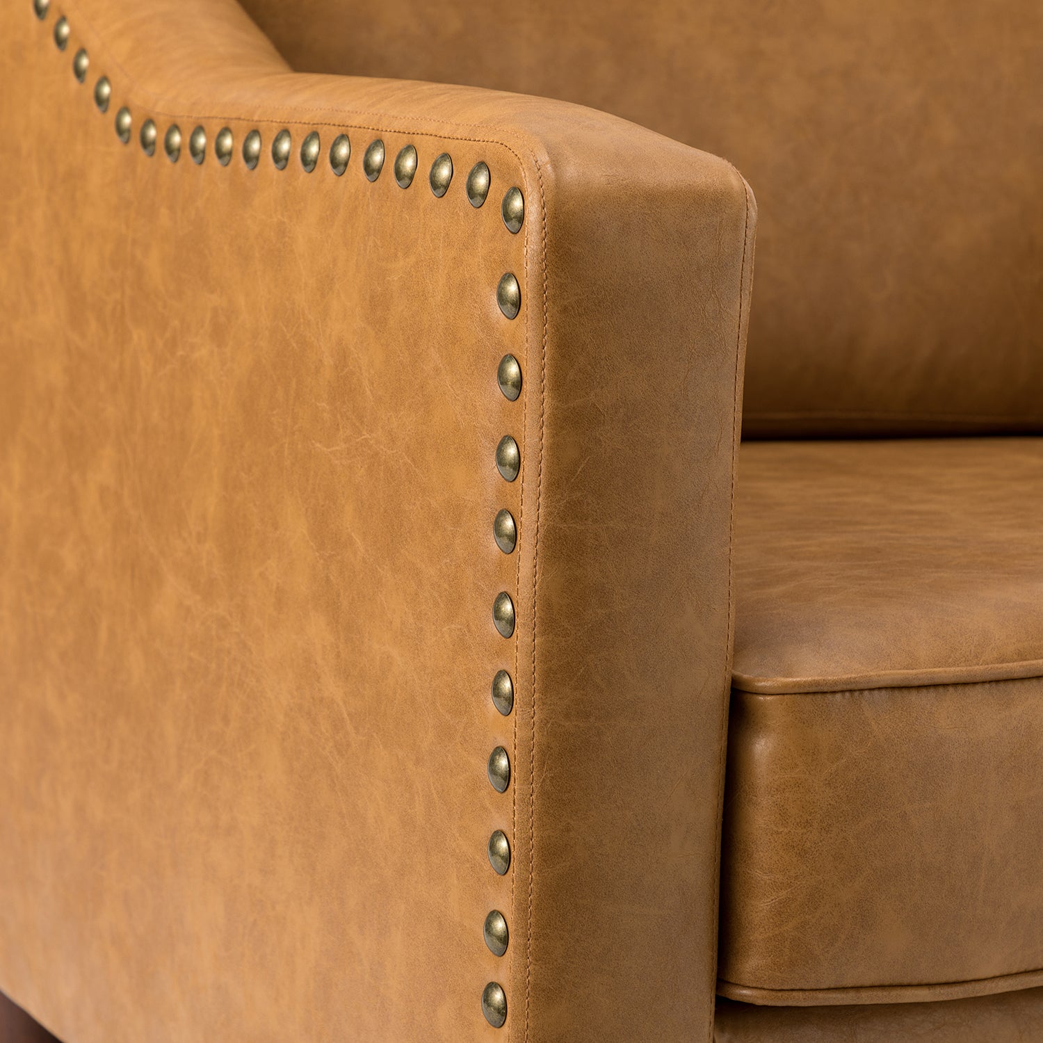 Bonita Vegan Leather Armchair in Camel