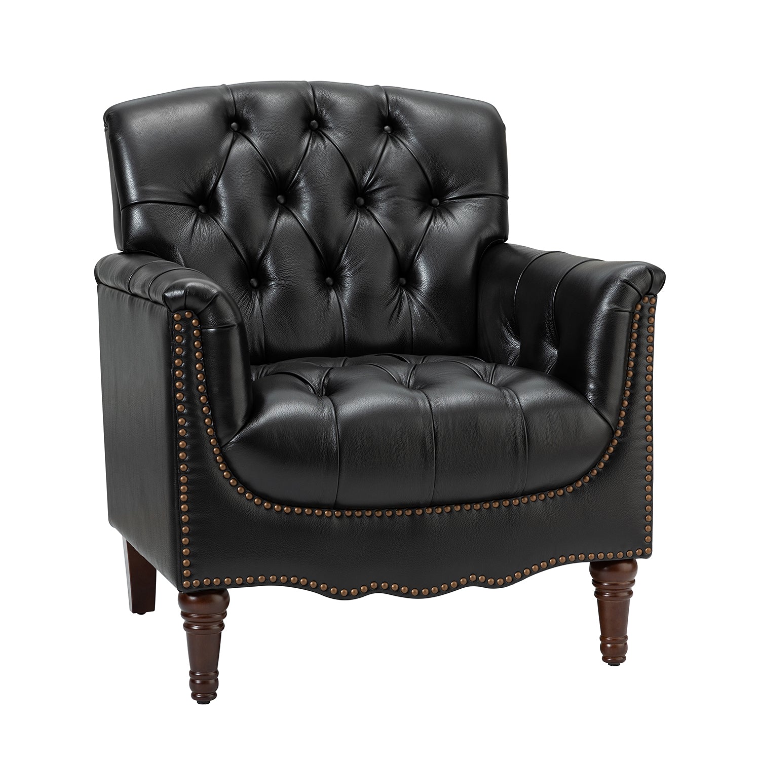 Elijah Genuine  Leather Armchair in Black