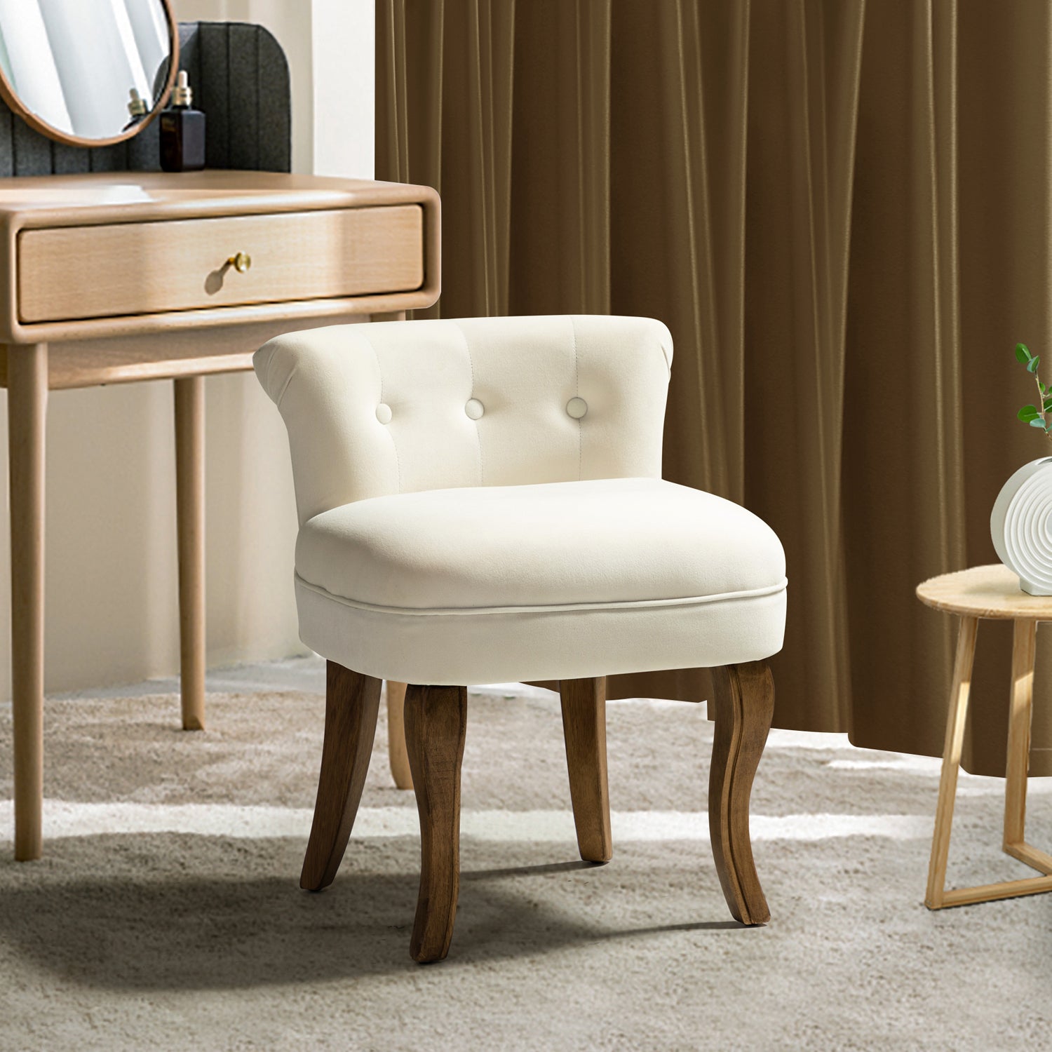 Lera Vanity Stool in Ivory
