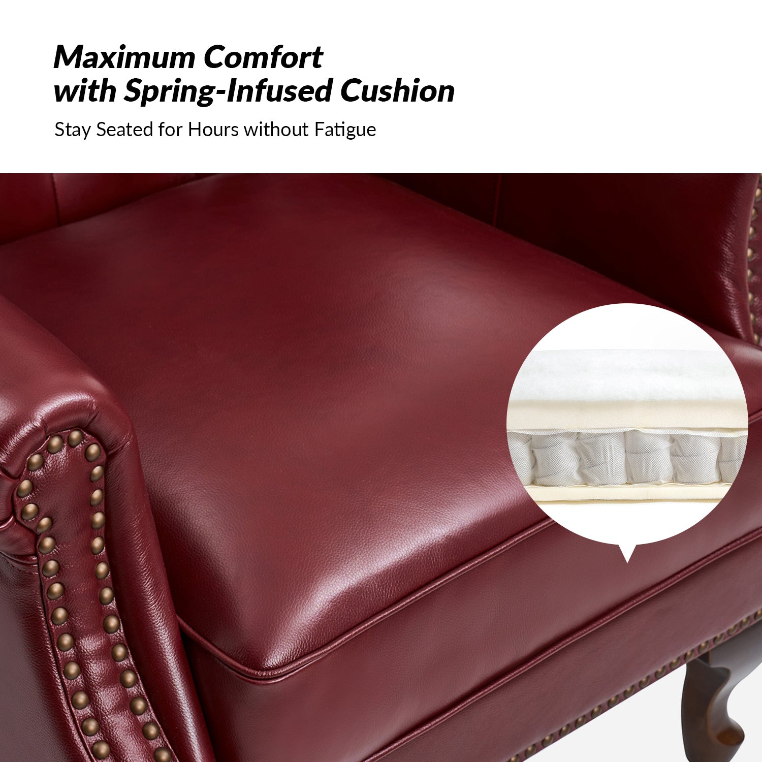 Anthony Genuine Leather Armchair in Burgundy