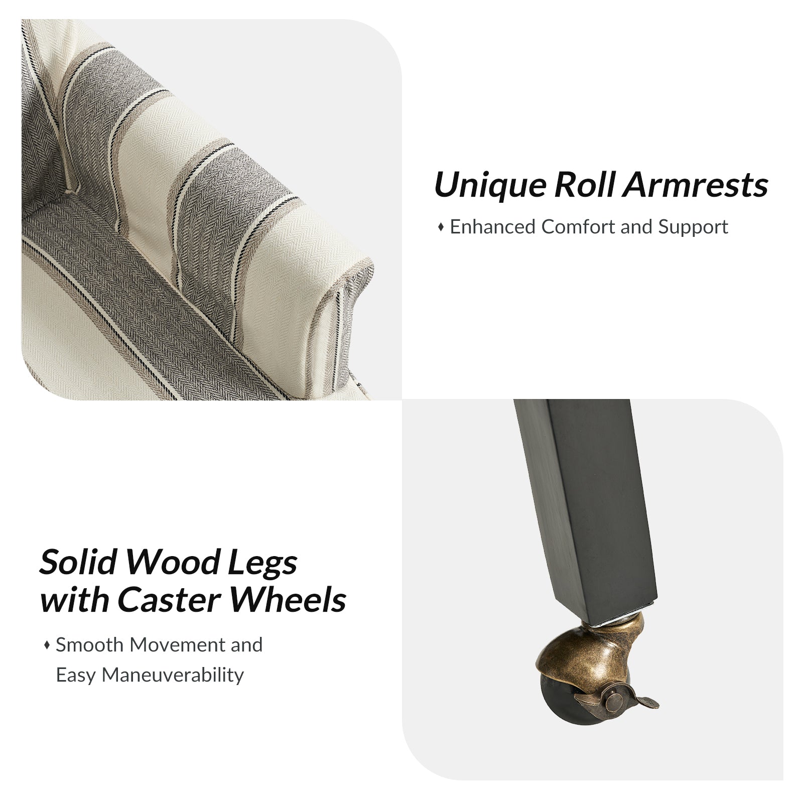 Kanrad Slipcover Dining Chair with Casters in Strip