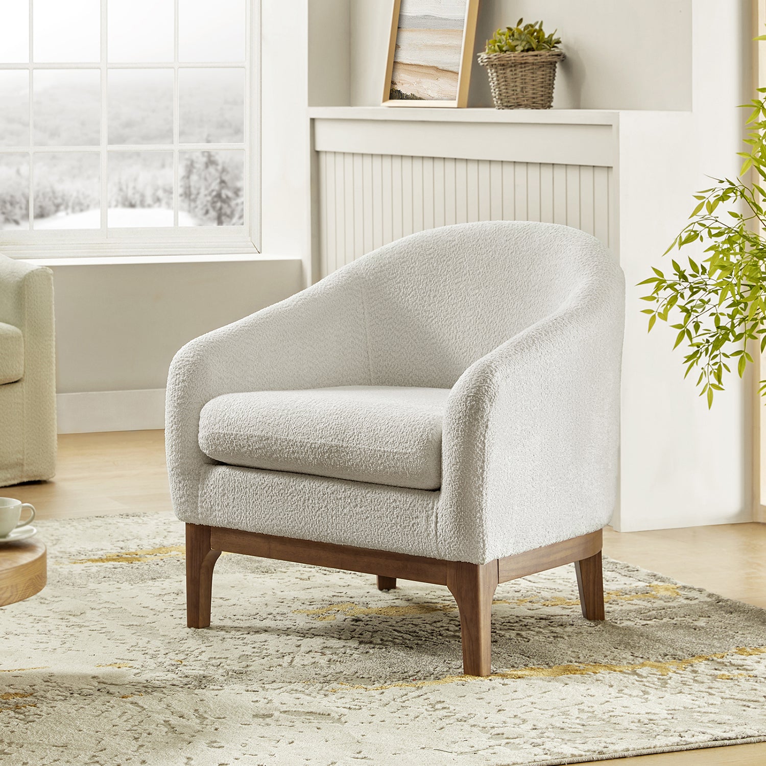 Joseph Boucle Armchair Chair in Ivory