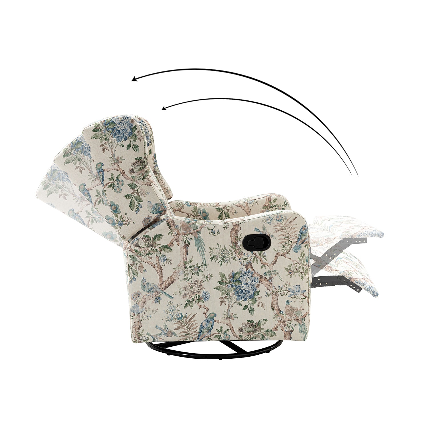 George Manual Swivel Glider Recliner in Floral