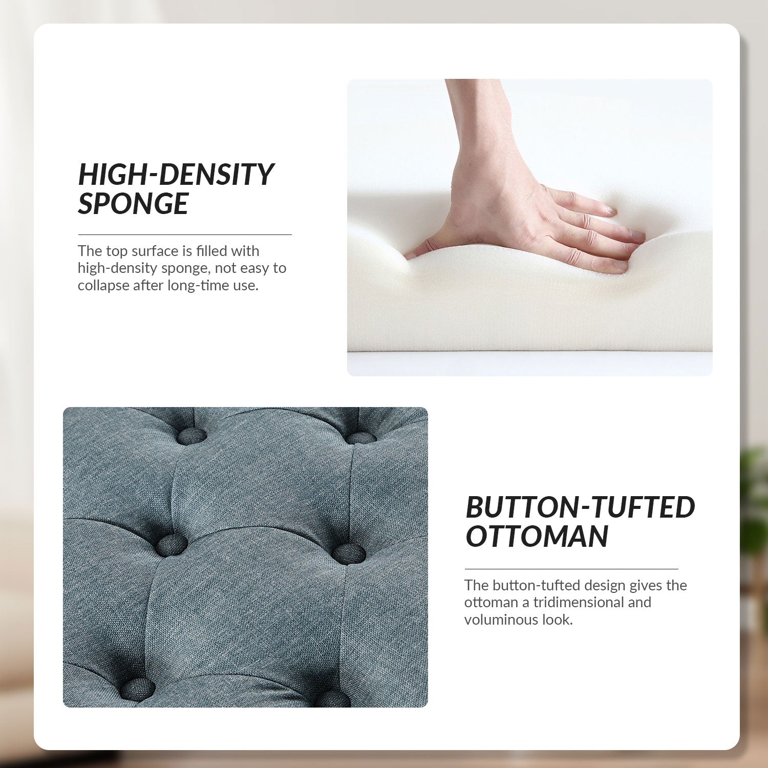 Jordan Upholstered Storage Ottoman in Blue