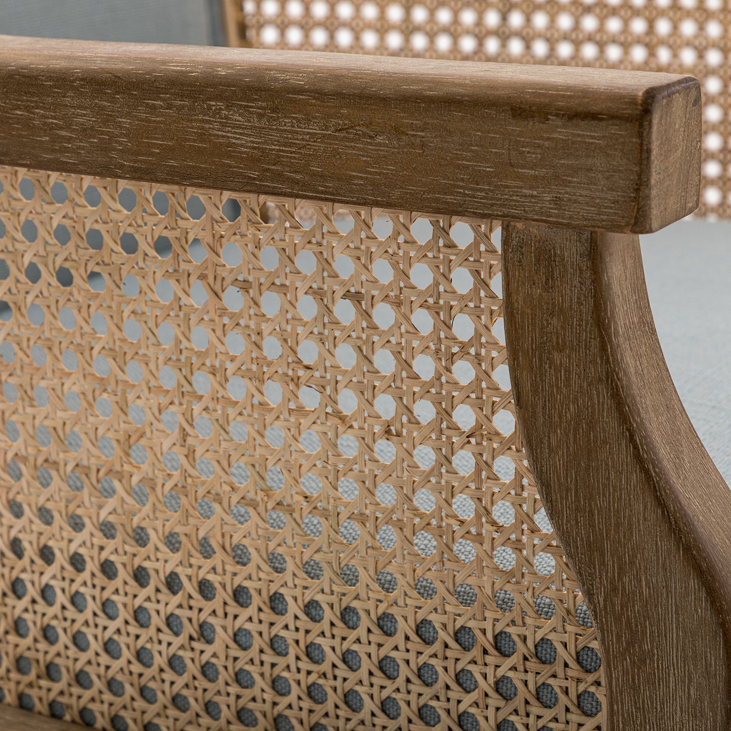 Xaver Task Chair with Rattan Arms in Blue
