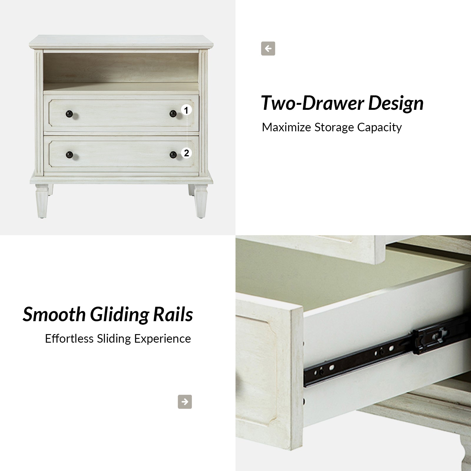 Davide Nightstand in White