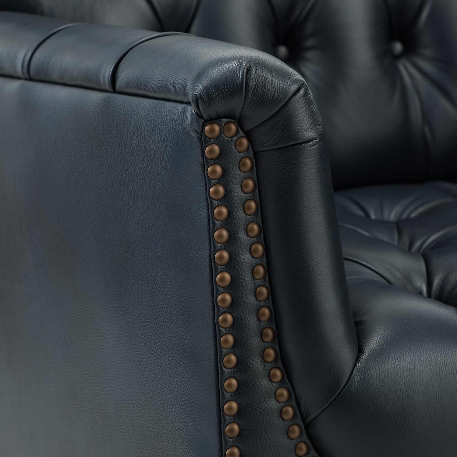 Elijah Genuine  Leather Armchair in Navy