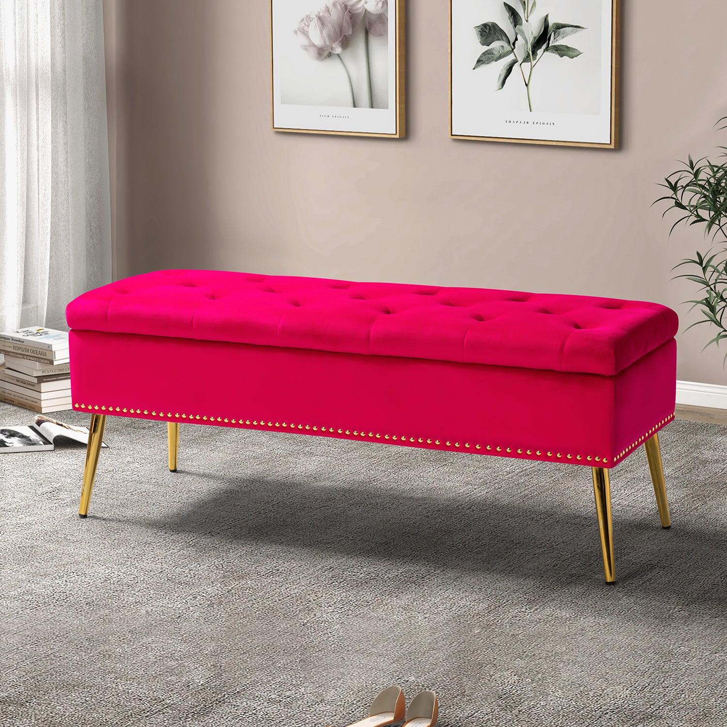 Achilles Storage Bench in Fuchsia