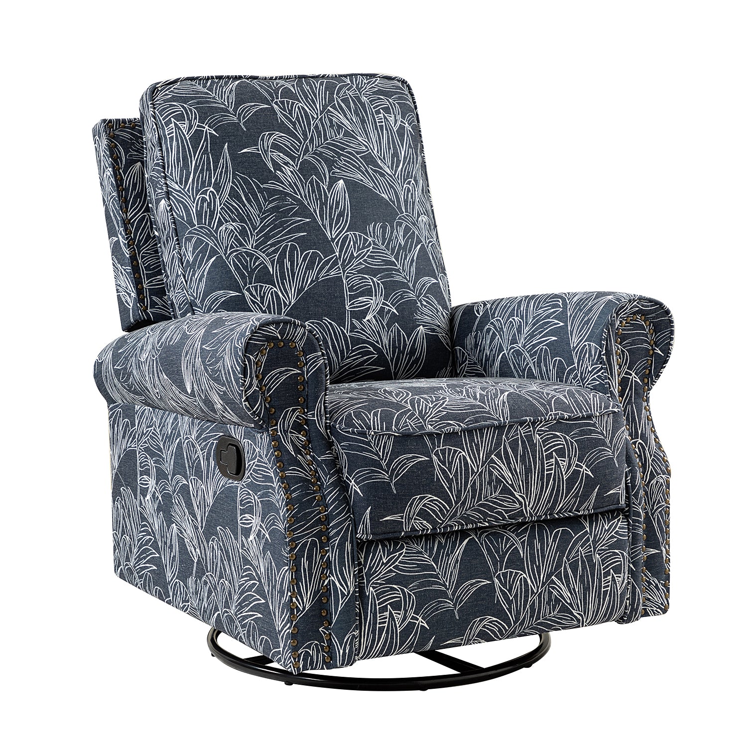 Kaspar Manual Swivel Glider Recliner in Navy
