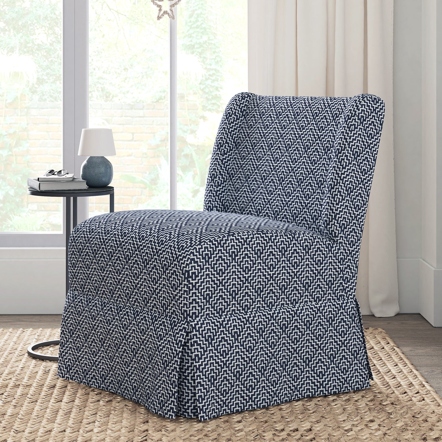 Edwin Slipcovered Chair in Geometric