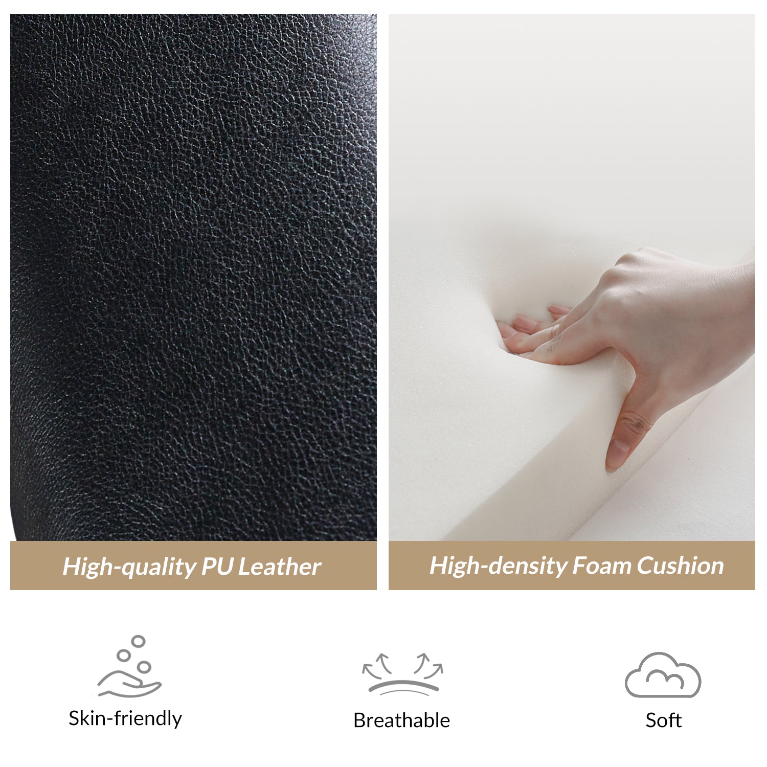 Patrick Vegan Leather Solid Wood Recliner in Black