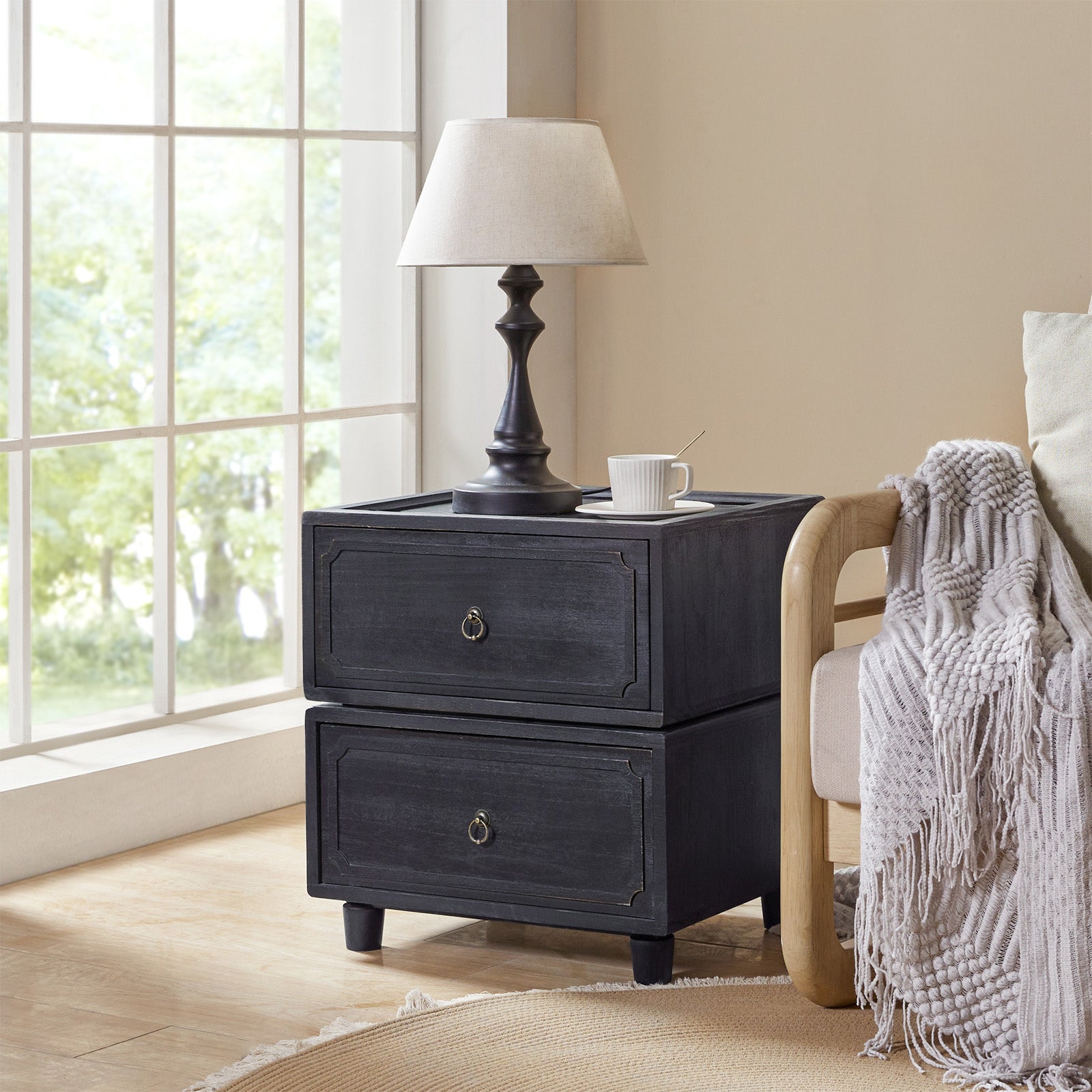 Nicole 2-Drawer Nightstand in Black