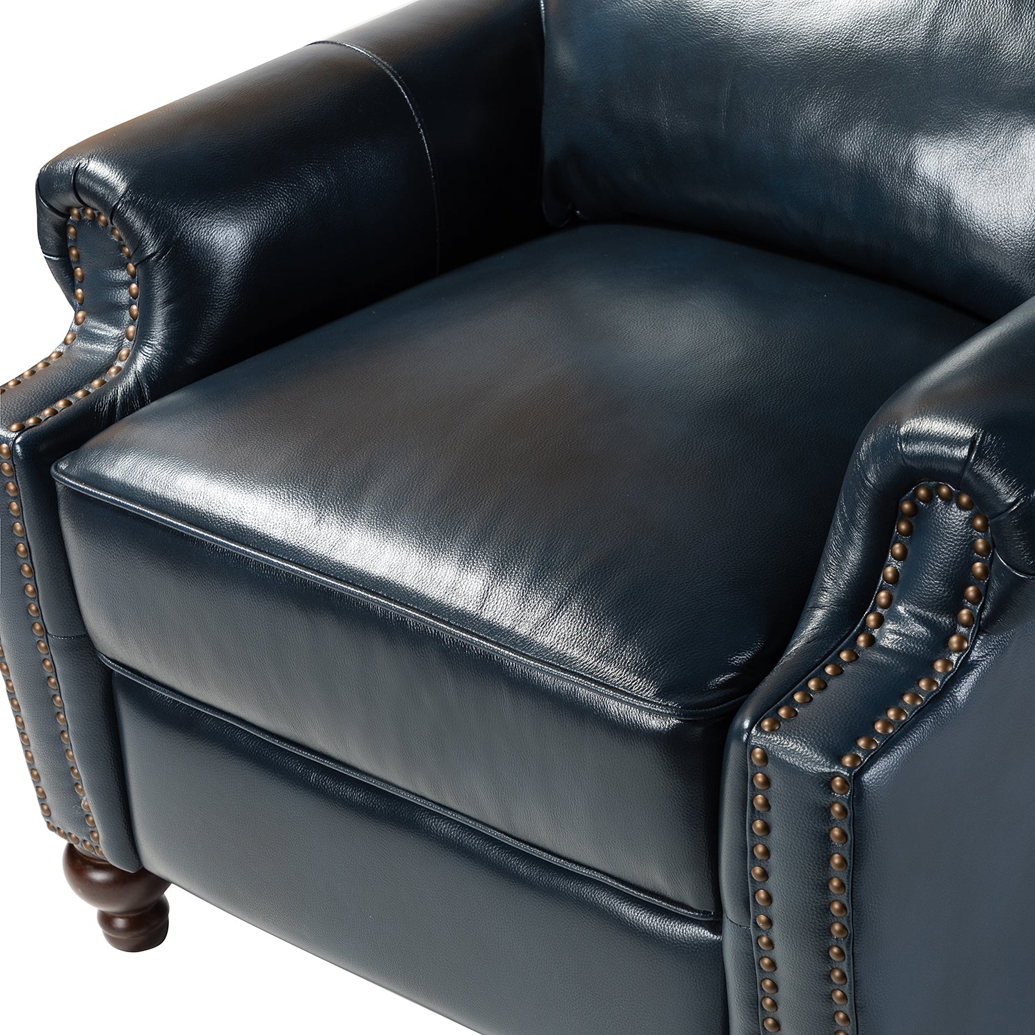 Franco Genuine Leather Recliner in Navy