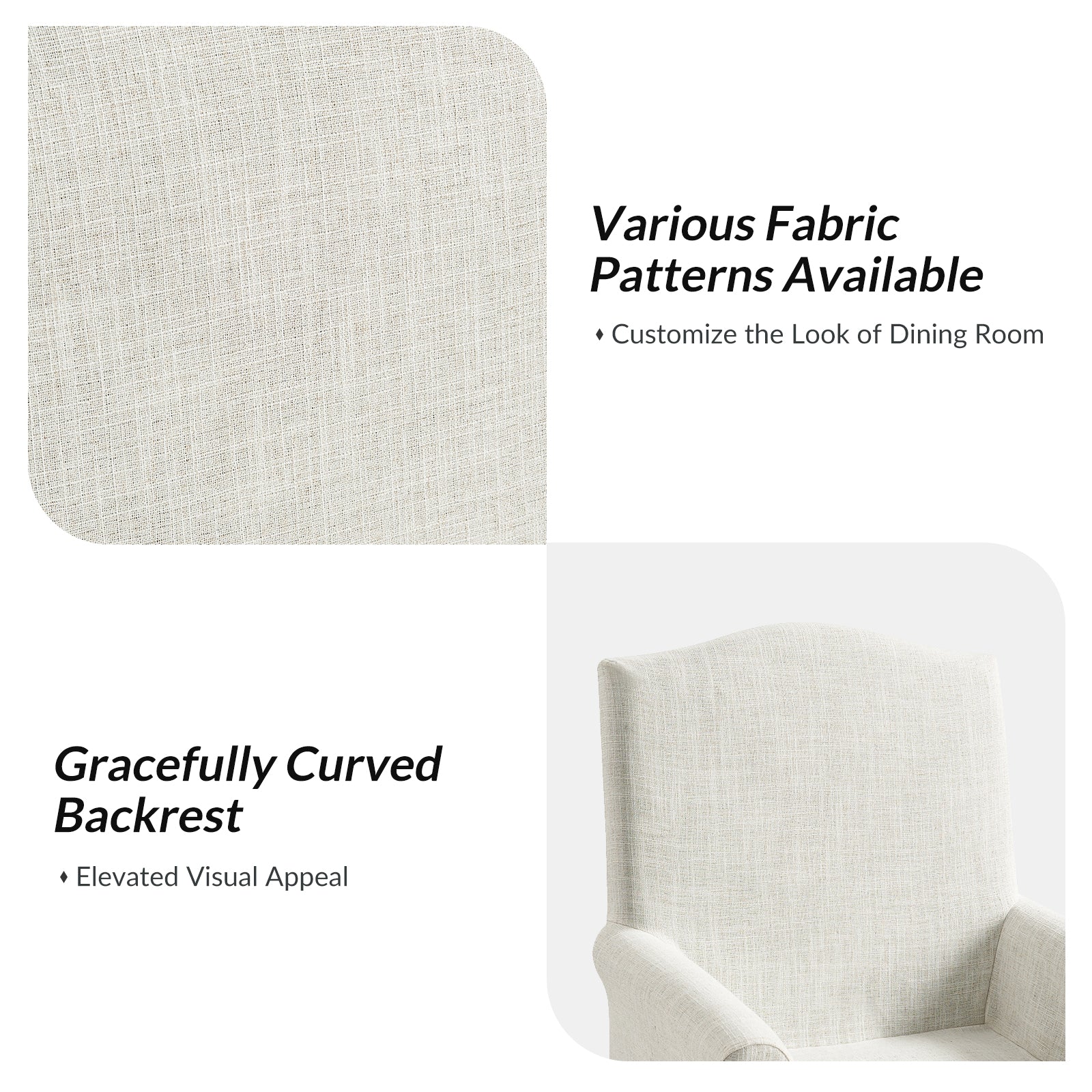 Kanrad Slipcover Dining Chair with Casters in Ivory